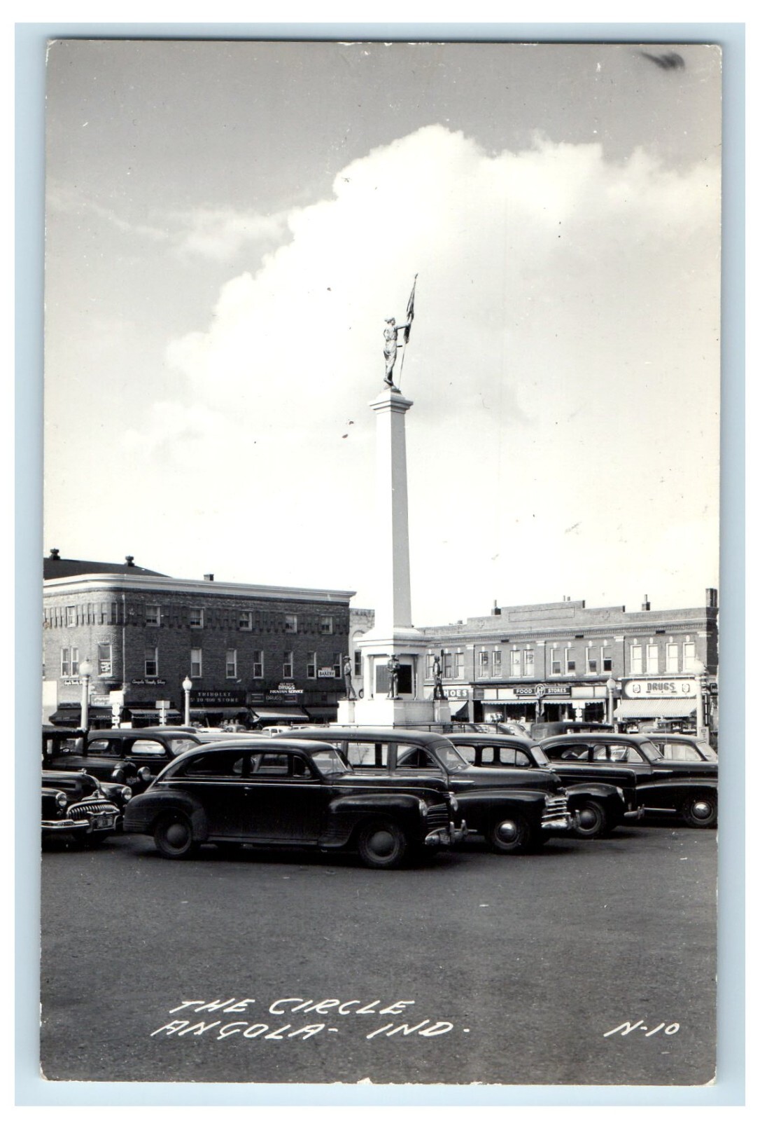 c1940\'s View Of The Circle And Cars Angola Indiana IN RPPC Photo Postcard c1940\'s View Of The Circle And Cars Angola Indiana IN RPPC Photo Postcard