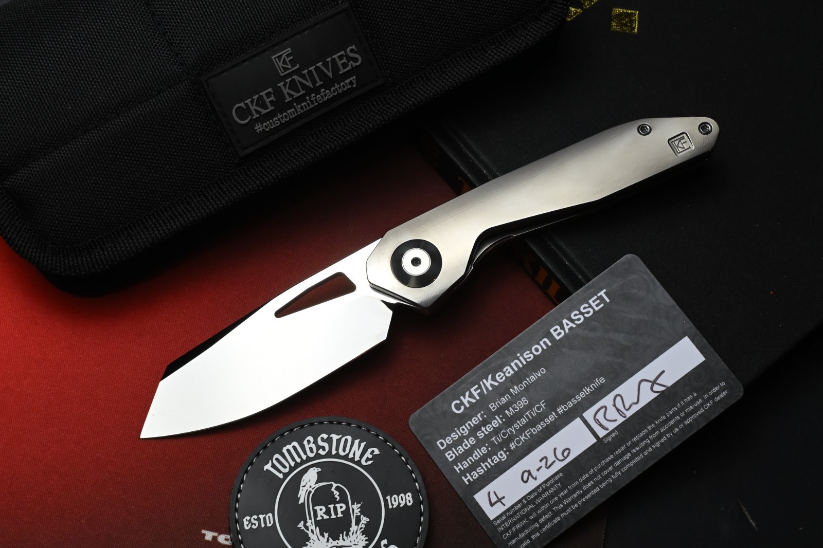 RARE Custom Knife Factory Keanison Bassett - Polished Ti / Polished M398 SN 004 RARE Custom Knife Factory Keanison Bassett - Polished Ti / Polished M398 SN 004