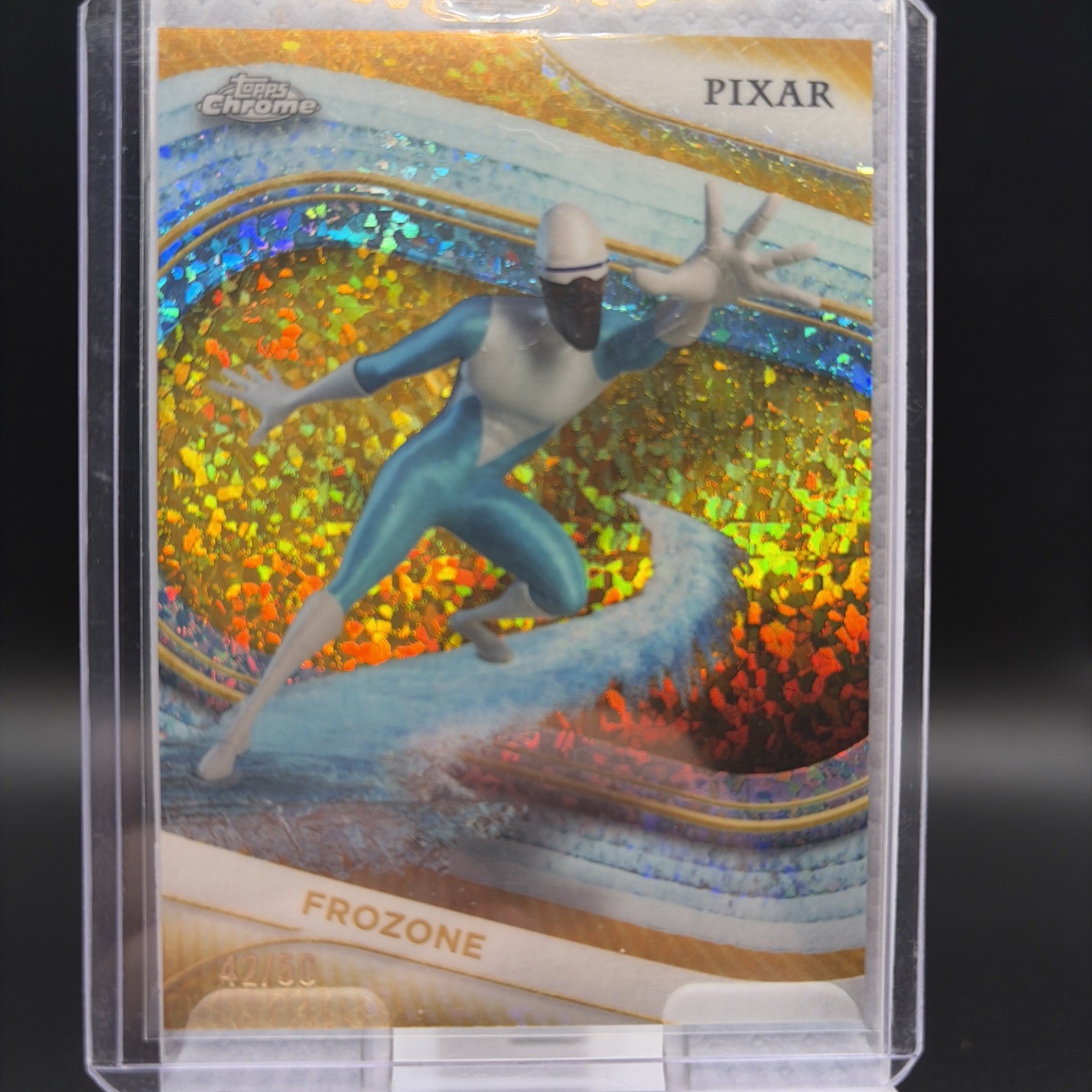 Frozone 2025 Topps Chrome Disney #148 Gold Mini Diamond Refractor /50 Frozone 2025 Topps Chrome Disney #148 Gold Mini Diamond Refractor /50