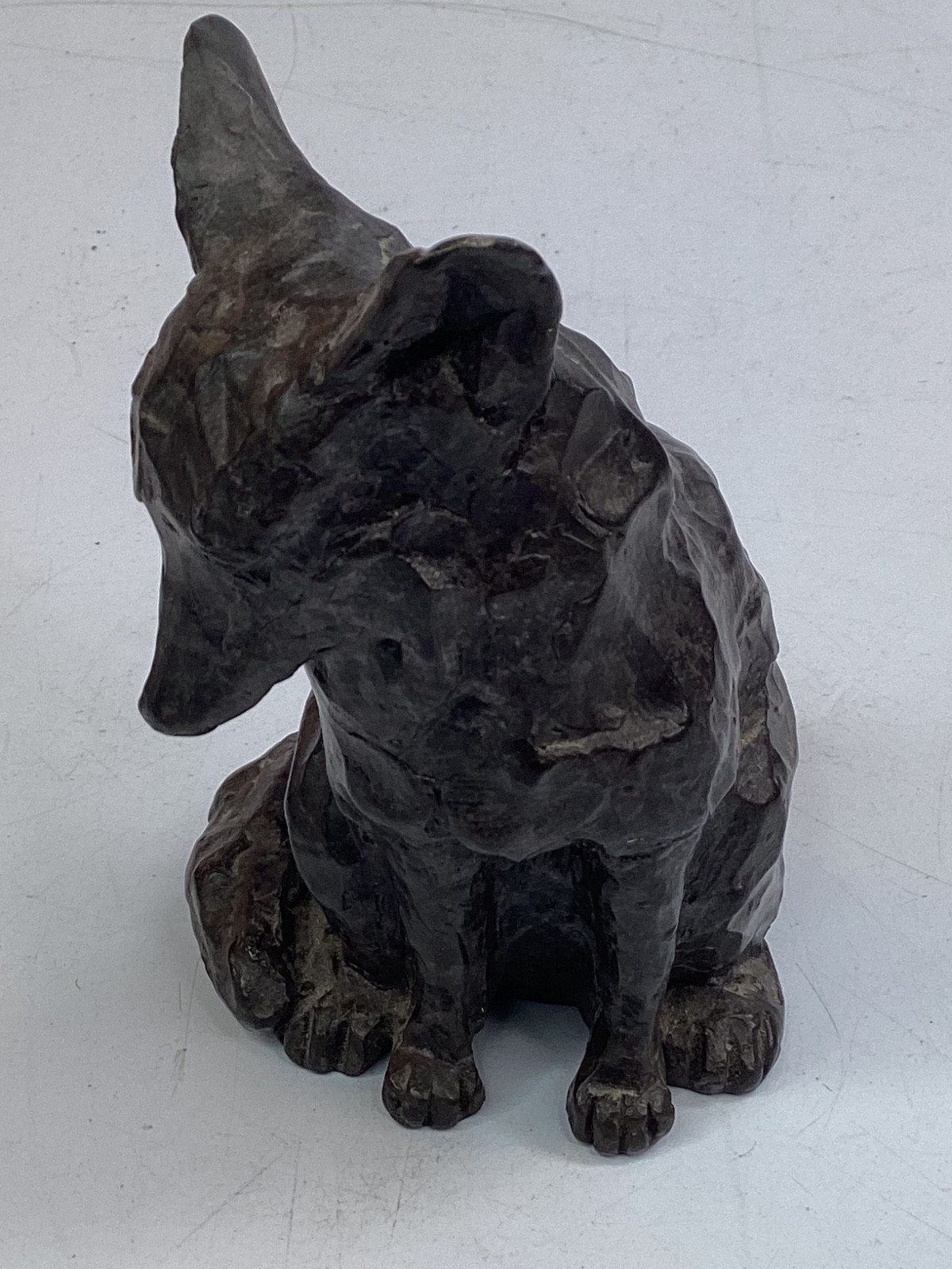 Vintage signed Dowling Brutalist Dog Sculpture Cast Metal (A3)