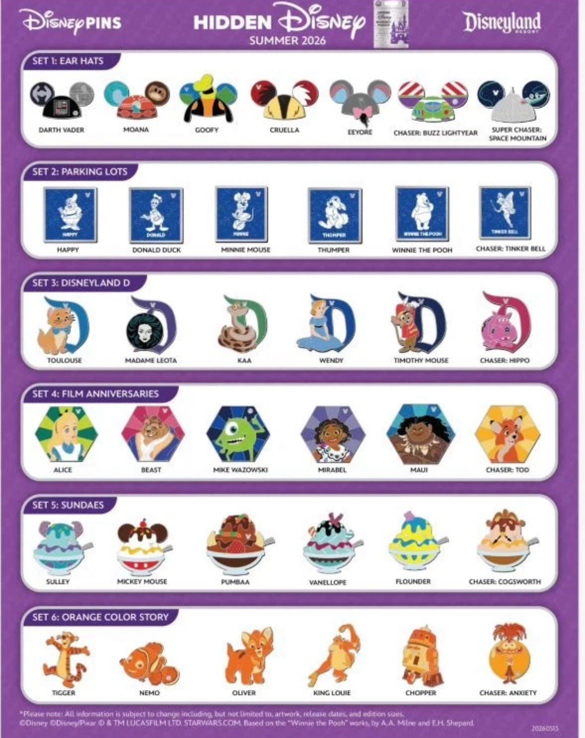 DLR Hidden Disney 2026 Wave B Mystery Pin Bag (20 Packs) *PRE ORDER*