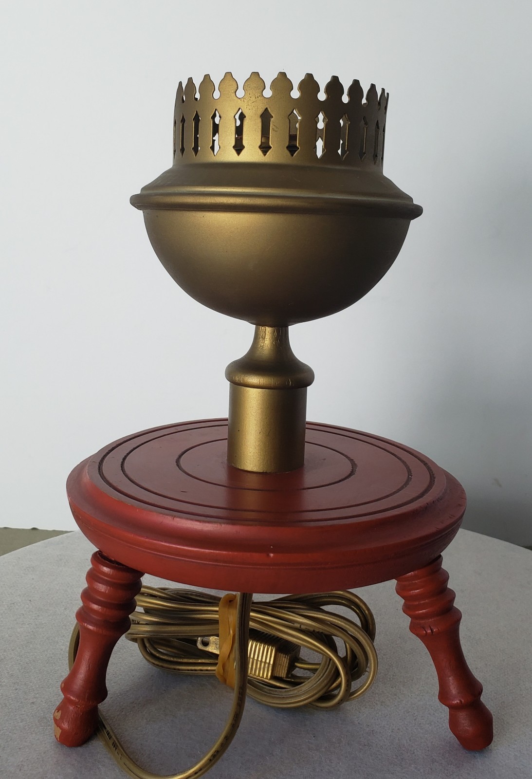 Vintage Mini Electric Old Candleholder Style in a brass Mid Century Bulb