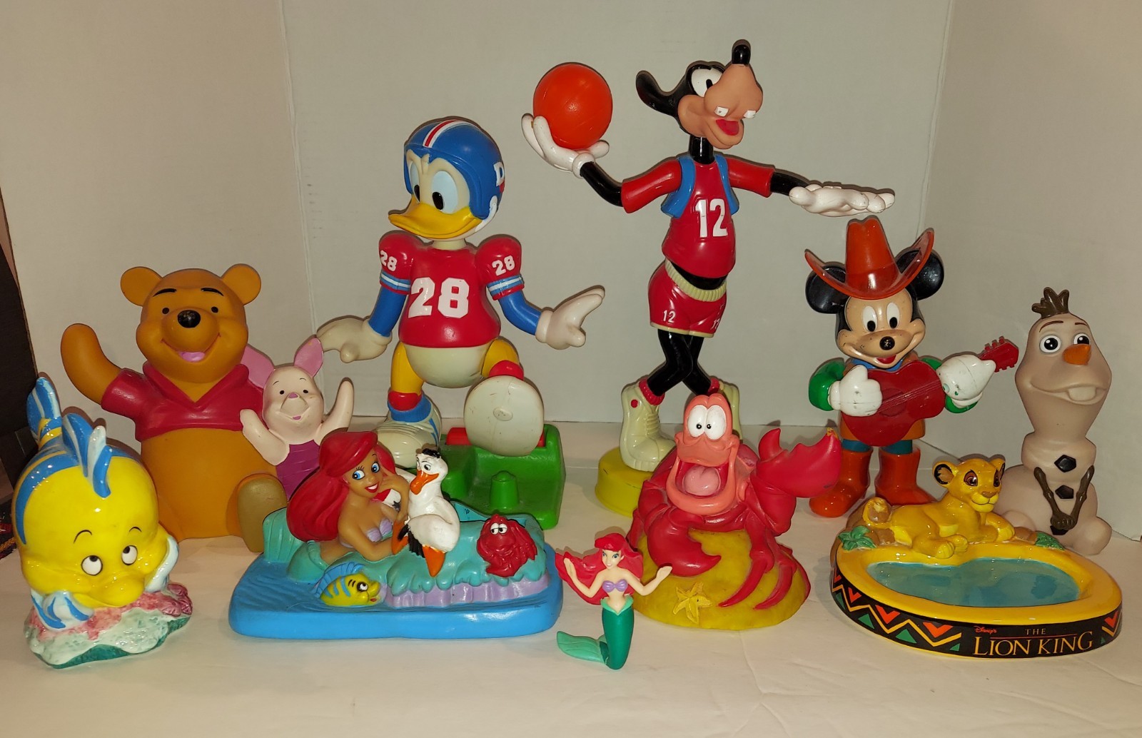 Disney Mixed Lot Character Figurines - Pooh, Ariel, Mickey, Simba Disney Mixed Lot Character Figurines - Pooh, Ariel, Mickey, Simba