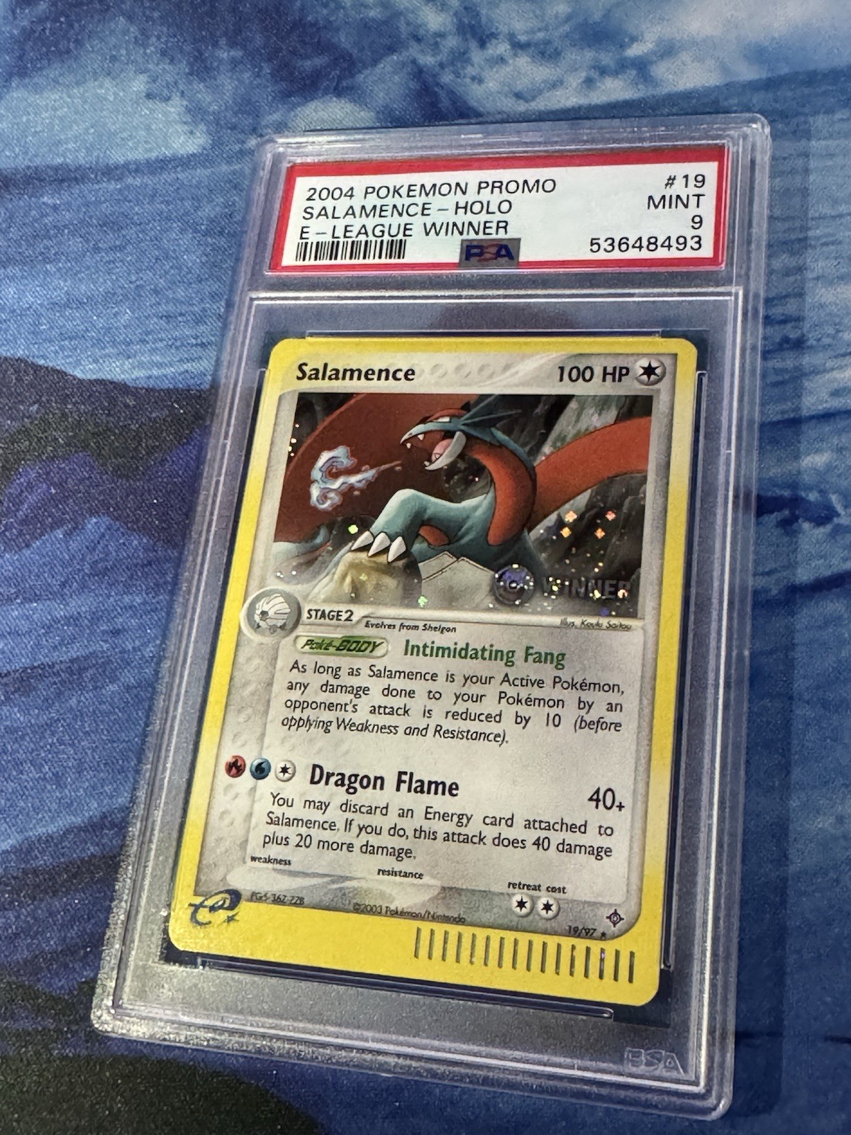 2004 POKEMON PROMO E-LEAGUE WINNER #19 SALAMENCE-HOLO PSA 9
