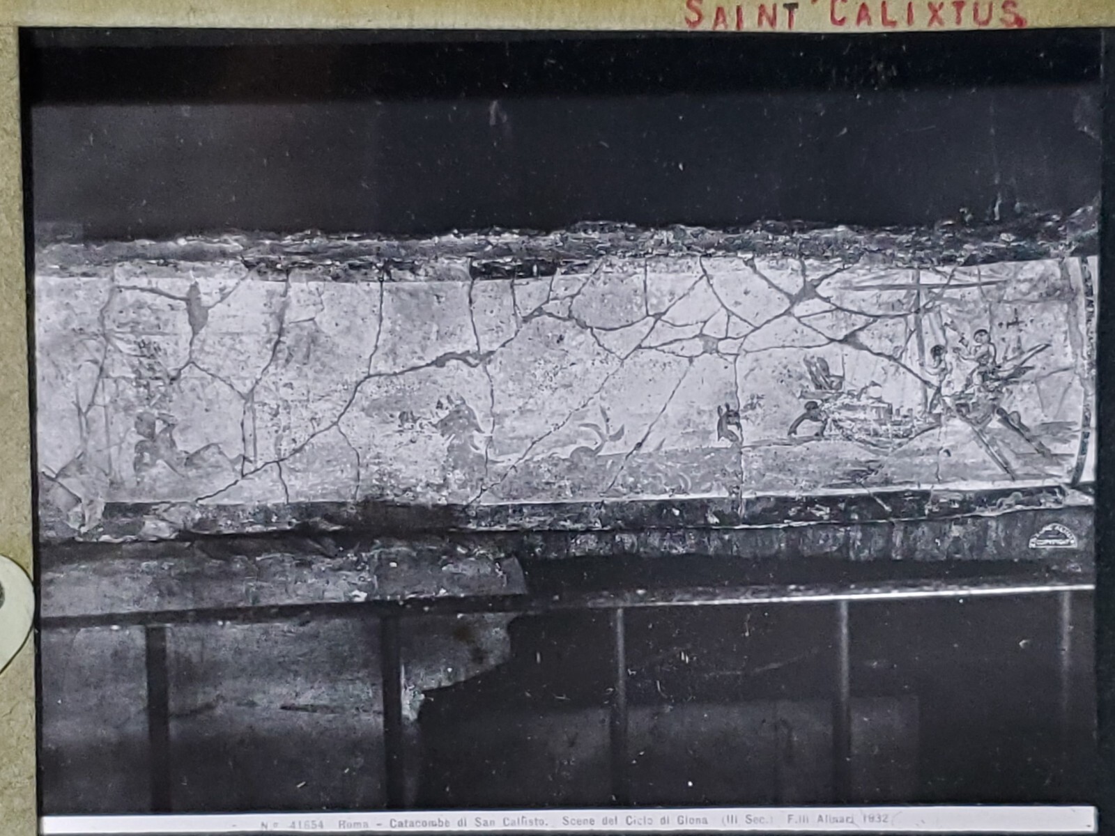 Jonah Cycle Fresco, Catacomb of St. Calixtus, Italy, Magic Lantern Glass Slide Jonah Cycle Fresco, Catacomb of St. Calixtus, Italy, Magic Lantern Glass Slide