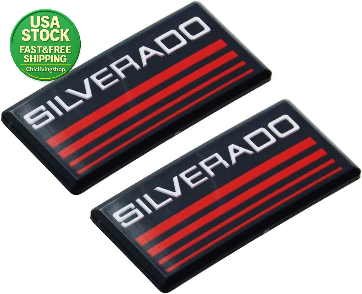 2Pcs Cab Emblem Badge 2.9 Inch ABS Red Line for Chevy Silverado 88-98 Tahoe
