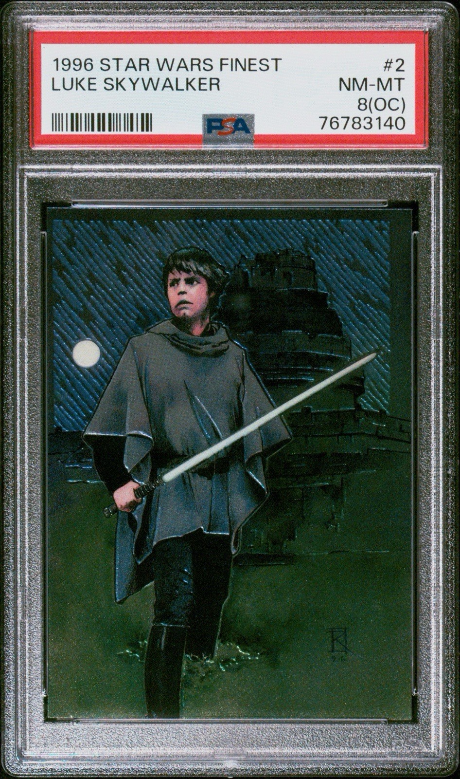 VINTAGE 1996 TOPPS FINEST STAR WARS #2 LUKE SKYWALKER 1ST CHROME PSA 8 (OC) VINTAGE 1996 TOPPS FINEST STAR WARS #2 LUKE SKYWALKER 1ST CHROME PSA 8 (OC)
