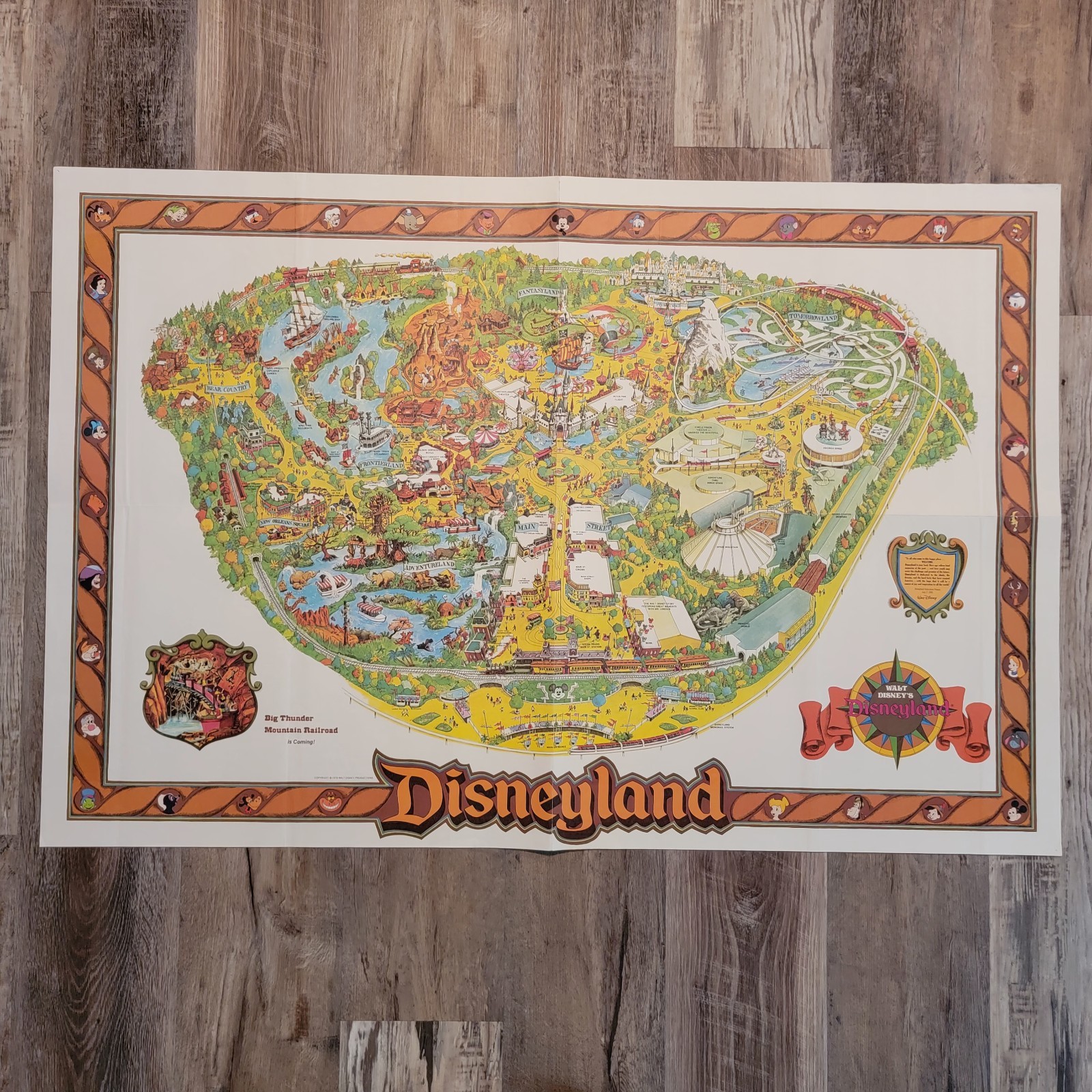 Vintage 1978 Walt Disney Disneyland Large Wall Map 30