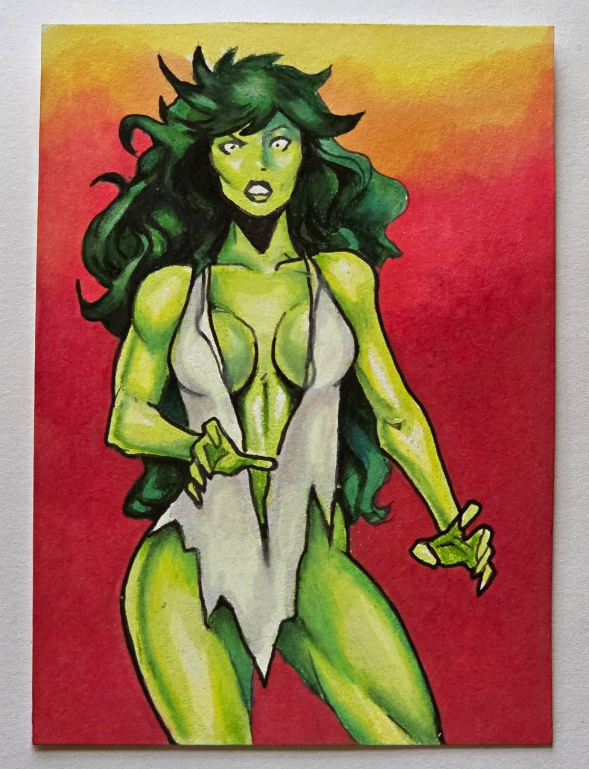 Marvel Savage She-Hulk Original Comic sketch card Signed 2021 Modern Age 