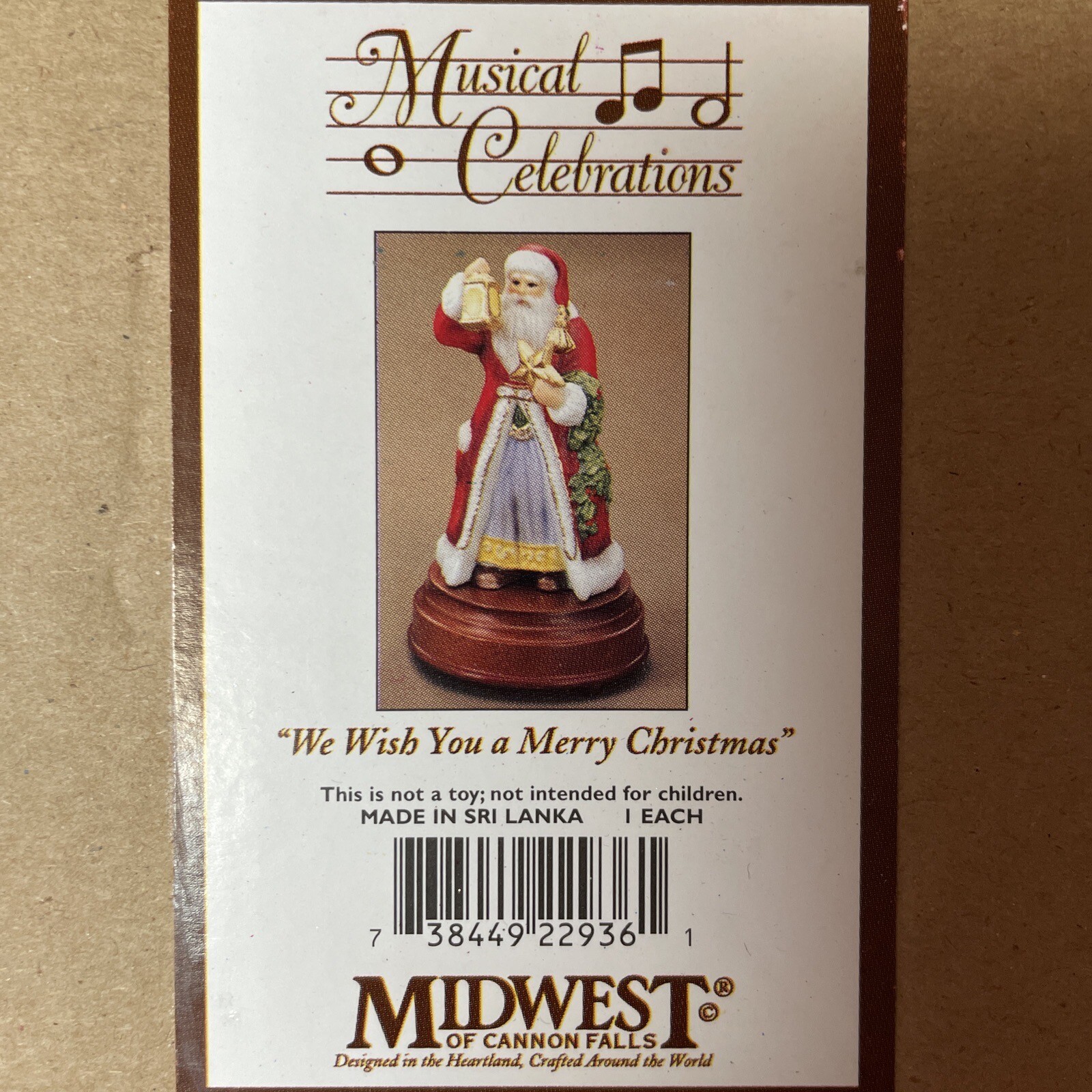 MIDWEST CANNON FALLS Musical Celebrations Santa Music Box We Wish You A Merry