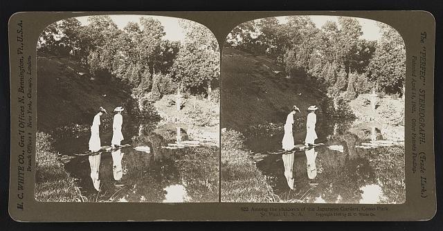 Photo:Como Park St Paul Minnesota 1906 Japanese Garden Women Stereo View