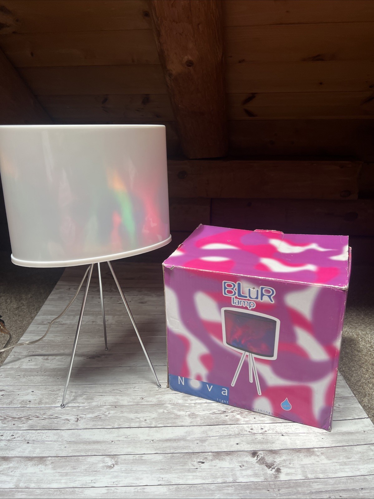 Rare Vintage Psychedelic Mood Blur Lamp Tripod Motion Lamp Pink Blue Rare Vintage Psychedelic Mood Blur Lamp Tripod Motion Lamp Pink Blue
