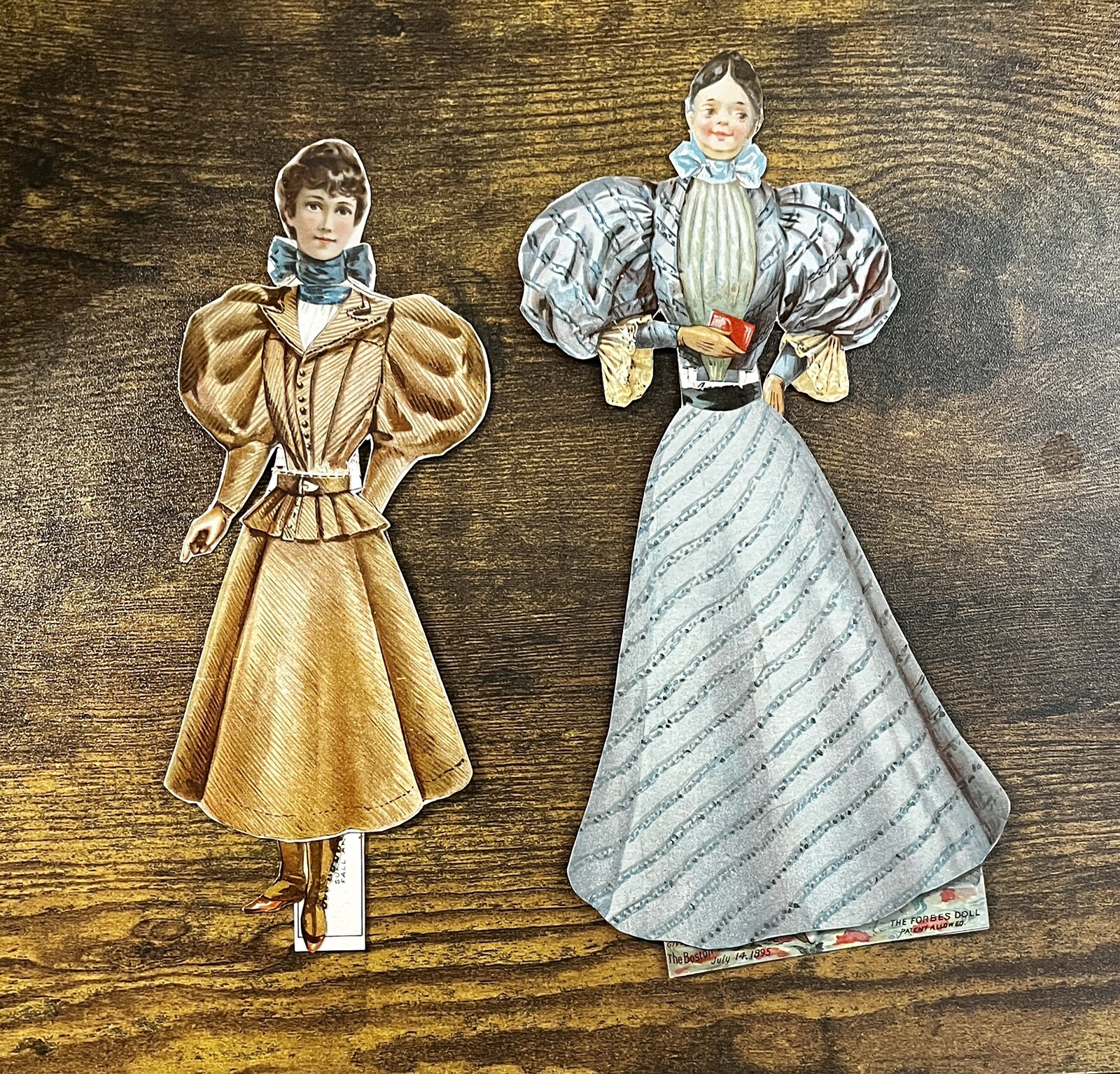 Pair of Antique 1895 The Boston Sunday Globe Forbes Paper Cut-Out Dolls Pair of Antique 1895 The Boston Sunday Globe Forbes Paper Cut-Out Dolls