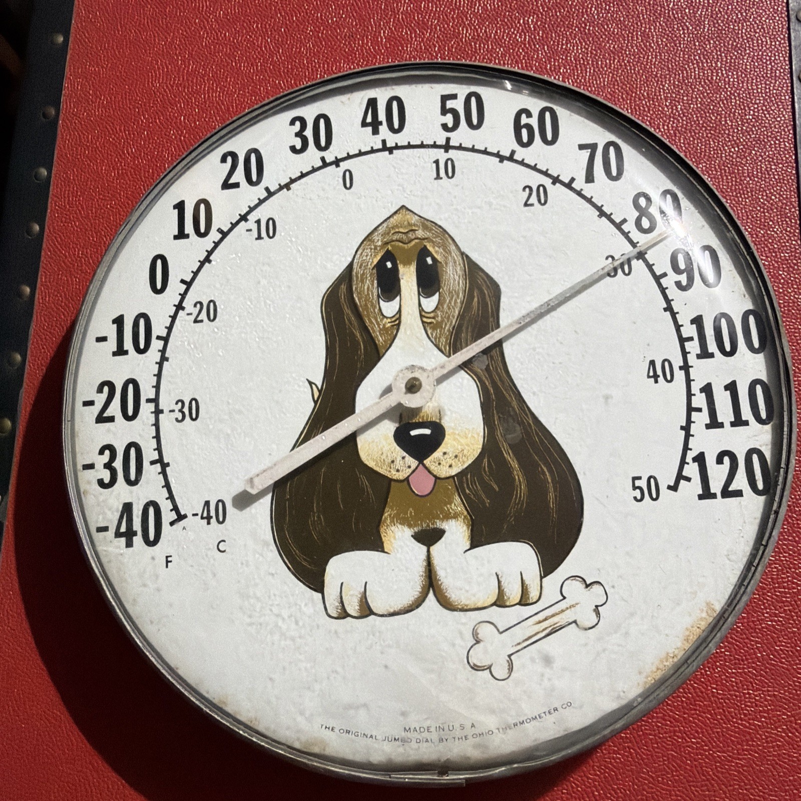 Vintage 12”d Whimsy Hound Dog Thermometer USA The Original OHIO Jumbo Dial🔥