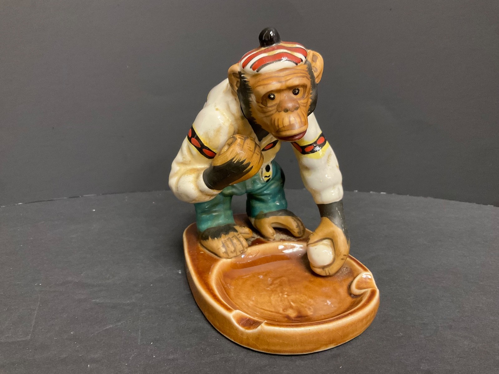 1950s J.Fred Muggs anthropomorphic Chimpanzee Monkey Porcelain Ashtray/Coin Tray 1950s J.Fred Muggs anthropomorphic Chimpanzee Monkey Porcelain Ashtray/Coin Tray