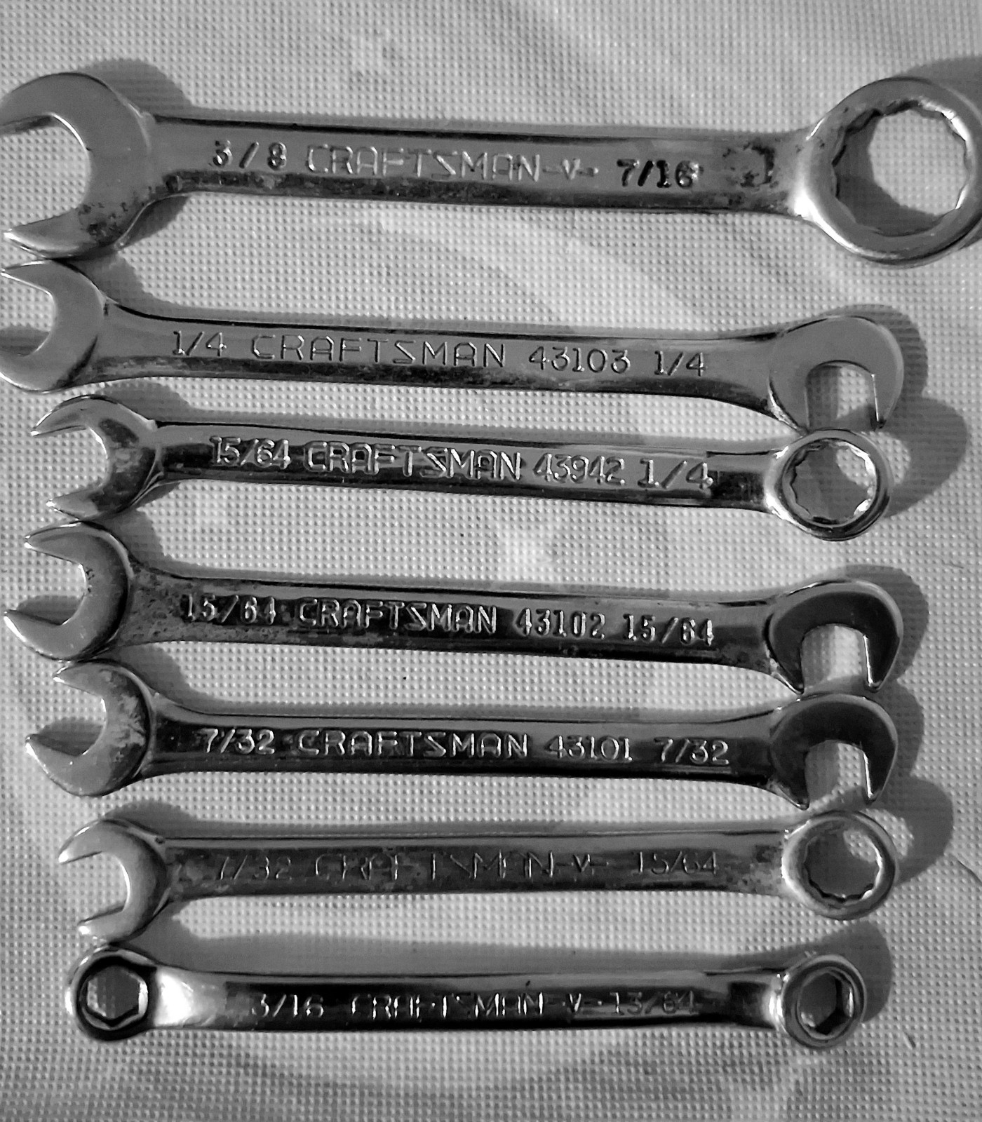 Vintage Craftsman USA Ignition Midget Wrench Set V Series 7pc SAE 3/16-7/16...