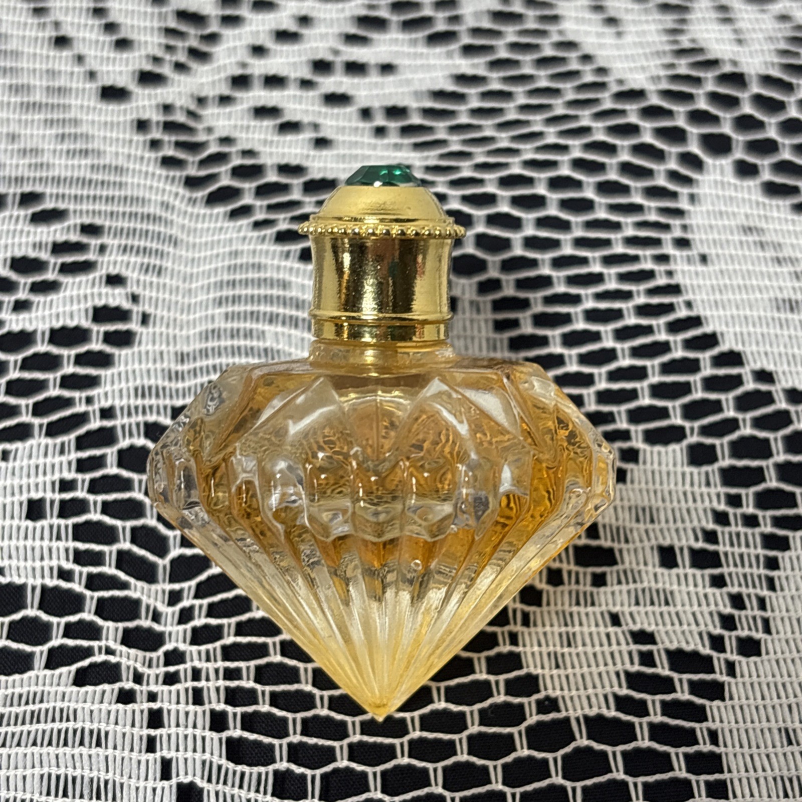 Faberge Grace De Monaco Vintage Parfum Splash Green Jewel Top  Bottle 0.25oz
