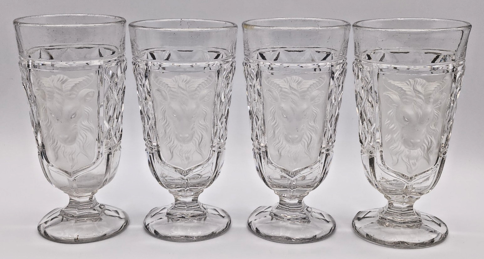 S Reich & Co Embossed Goat Goblets Pan Goblets Tankards 12 Oz Set of 4