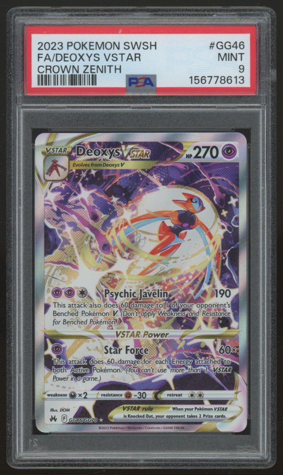 2023 Pokemon Deoxys VStar Crown Zenith Full Art #GG46 PSA 9 (B)
