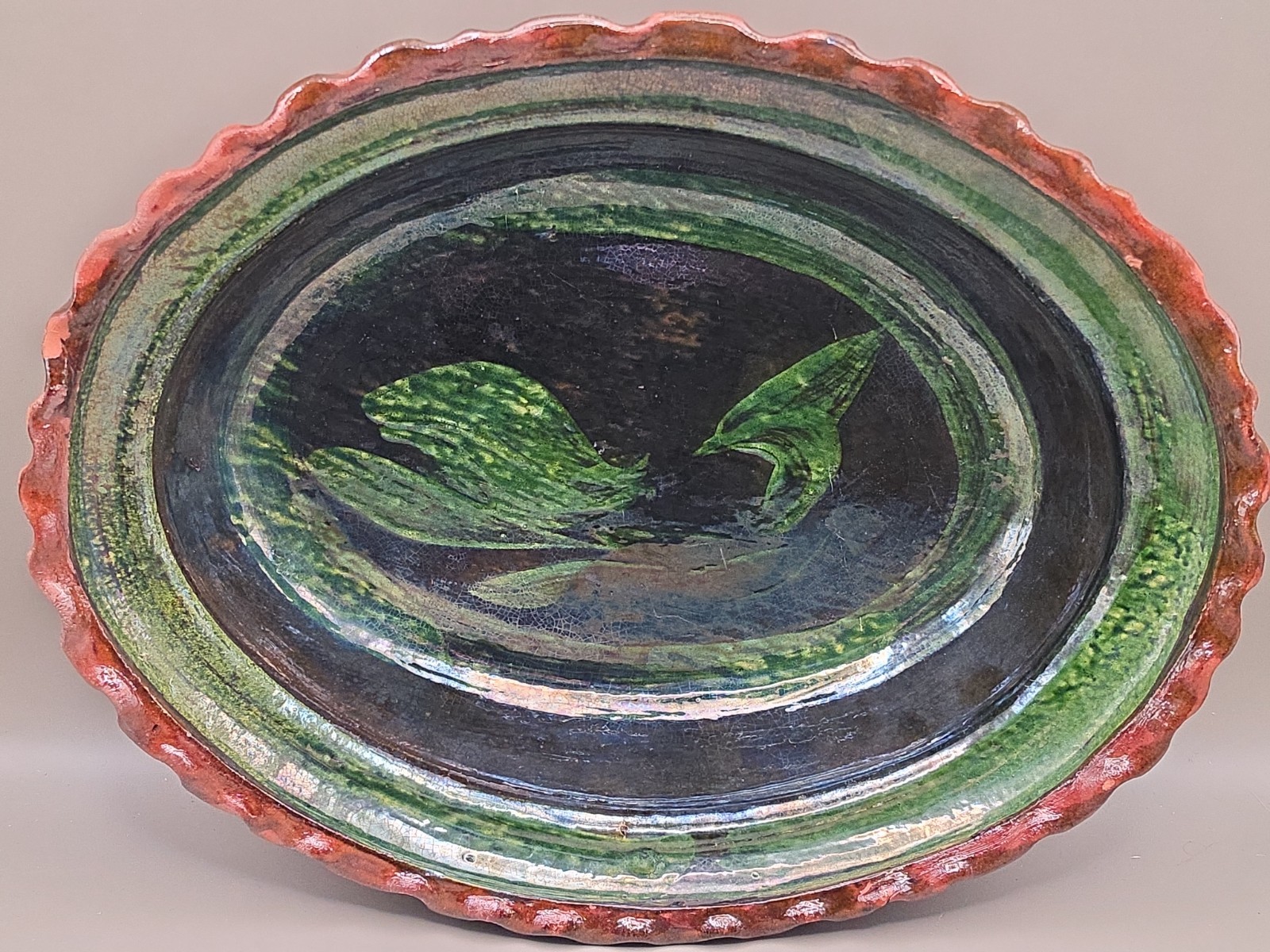 Vtg Patamban Michoacan Bowl Mexican Folk Art Pottery Lg Oval 12.5 X 10 *READ* Vtg Patamban Michoacan Bowl Mexican Folk Art Pottery Lg Oval 12.5 X 10 *READ*