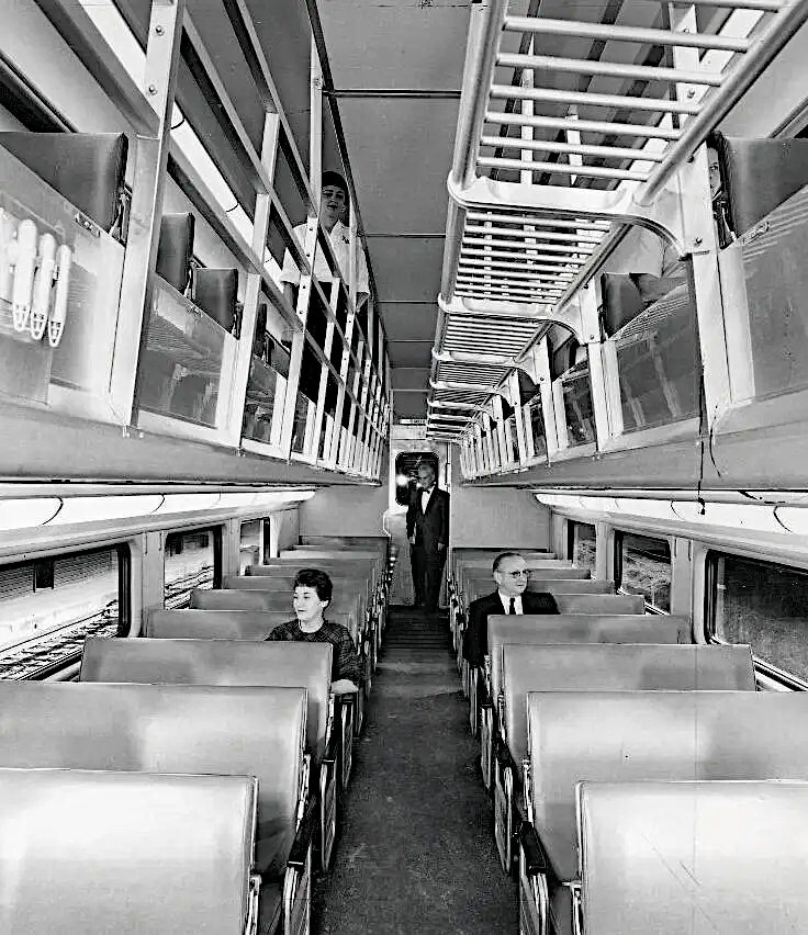Chicago & North Western new double deck commuter cars interior 1961 5 x 7 Photo