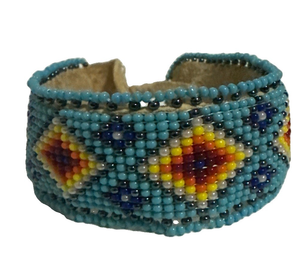 One Very Beautiful Native American Lakota Sioux Beaded Wrist Band
