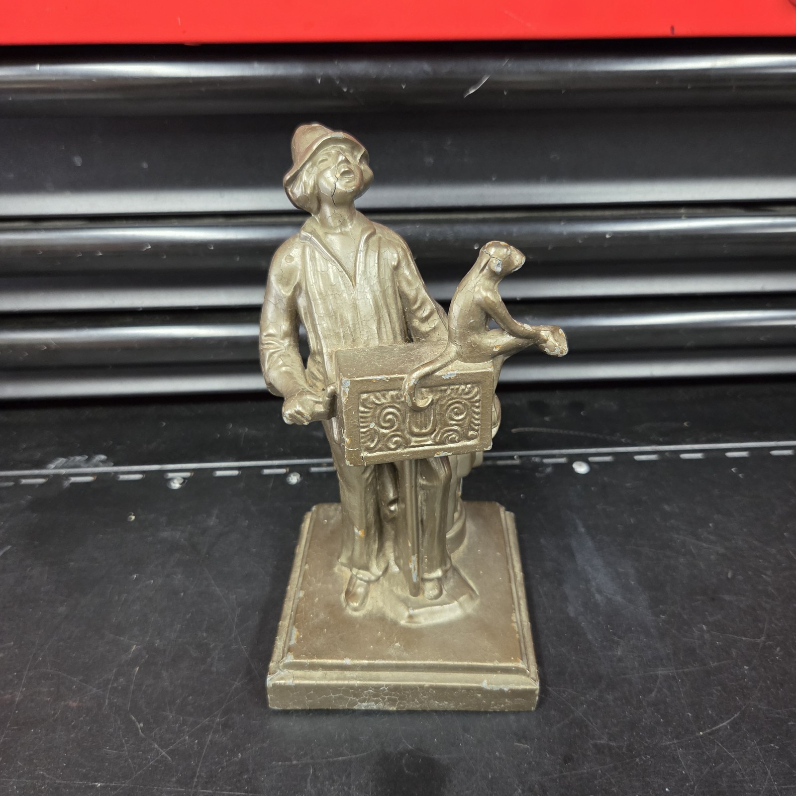 Unique Antique Monkey And Organ Grinder. Made Of Brass. Standing 8in. Unique Antique Monkey And Organ Grinder. Made Of Brass. Standing 8in.