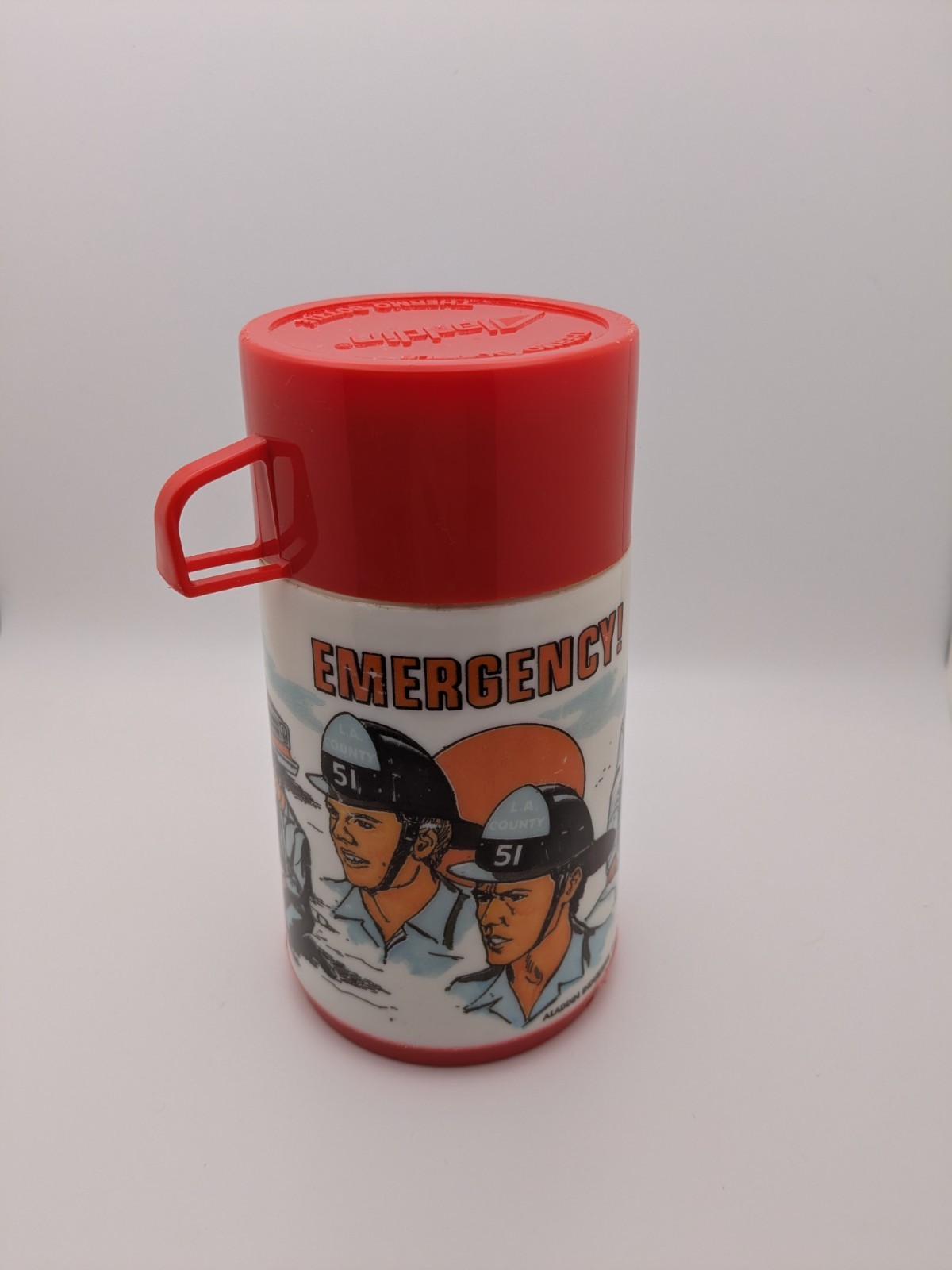 Vintage 1973 Emergency TV Show Aladdin Thermos Bottle Cup Stopper Squad 51