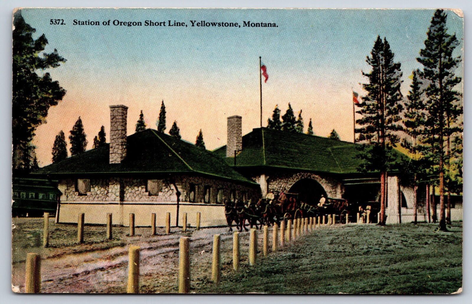 Yellowstone Montana Station of Oregon Short Line MT Vintage Postcard