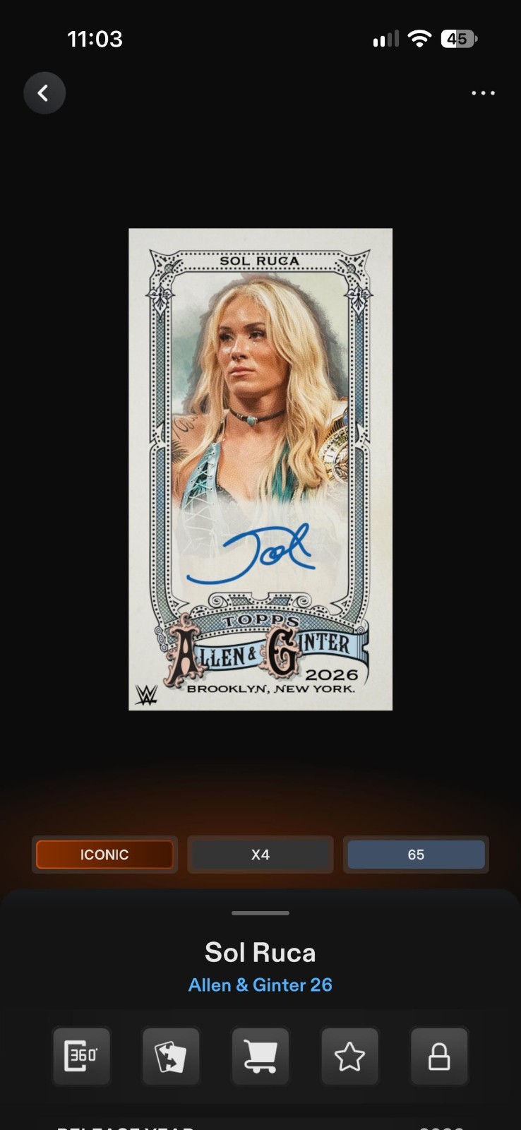 Topps WWE Slam 2026 Allen & Ginter Mini Signature Die-Cut Iconic Select