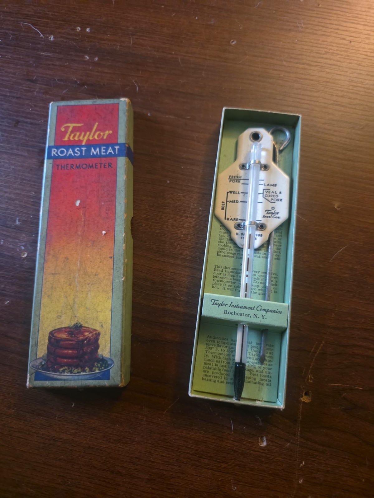Vintage Taylor Meat Thermometer Original Box Vintage Taylor Meat Thermometer Original Box