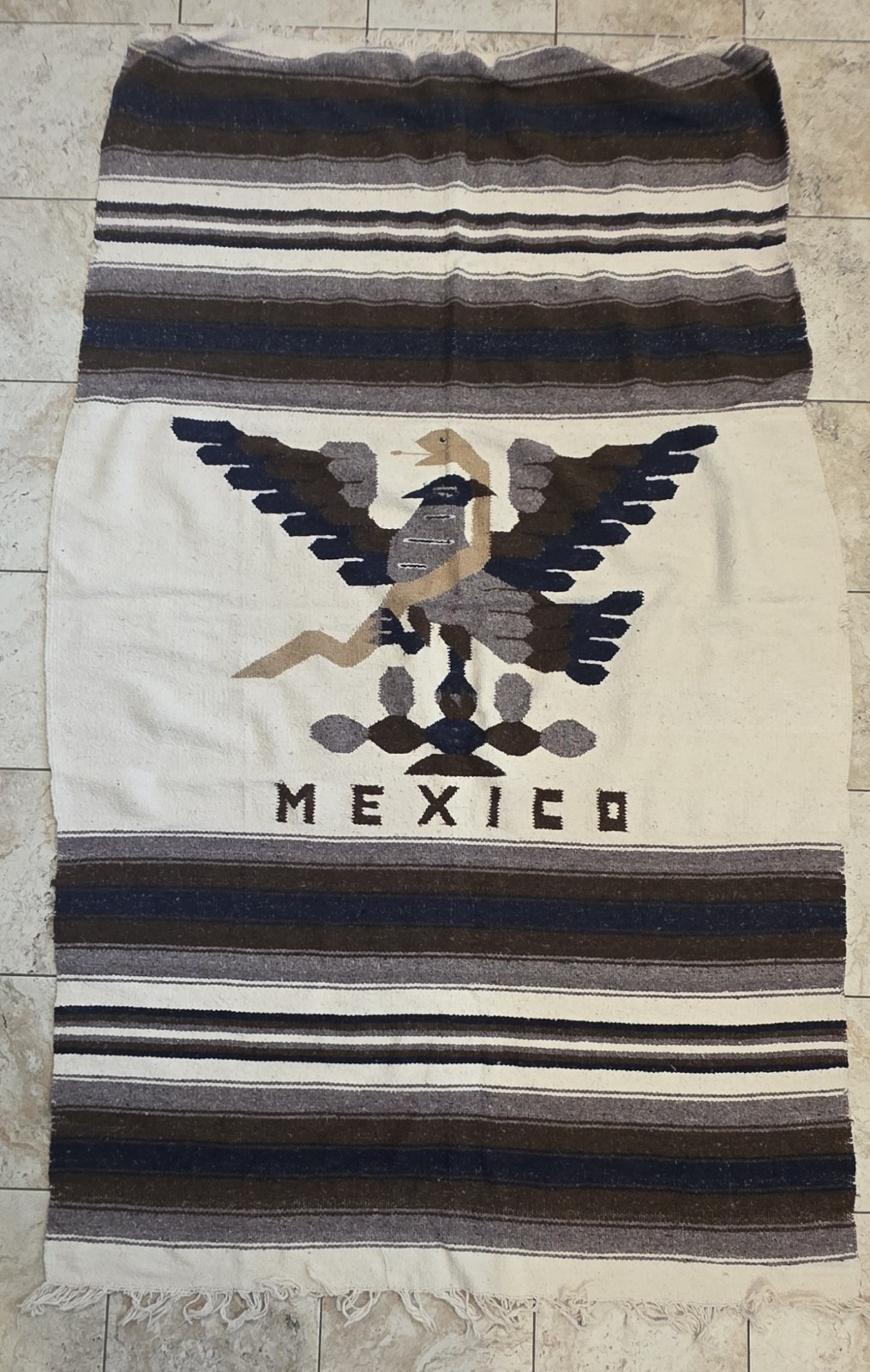 Vintage Mexican Serape Shawl Woven Wool Blanket Rug Saltillo Serape MCM Tapestry Vintage Mexican Serape Shawl Woven Wool Blanket Rug Saltillo Serape MCM Tapestry