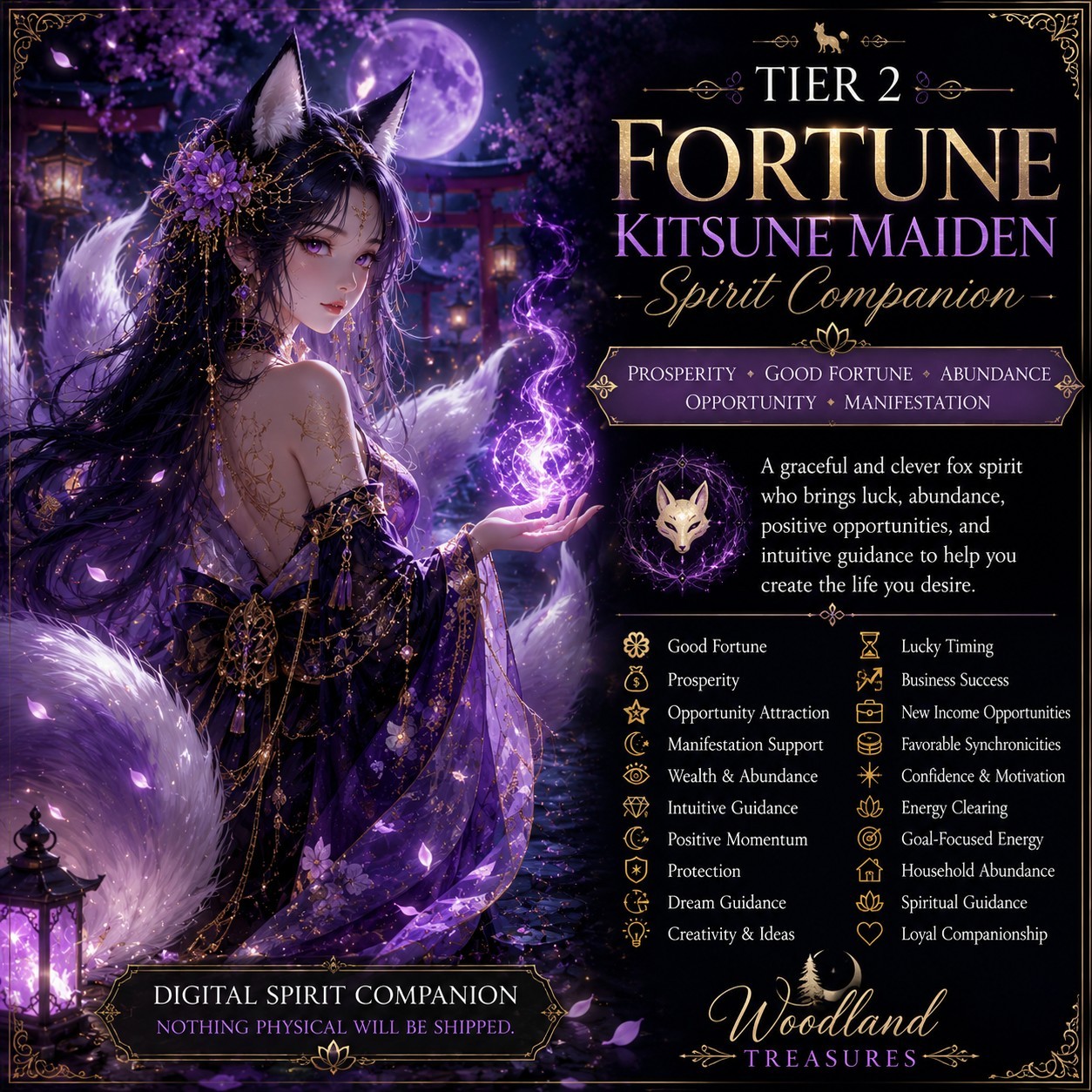 Tier 2 Fortune Kitsune Maiden Spirit Companion Prosperity • Good Fortune 