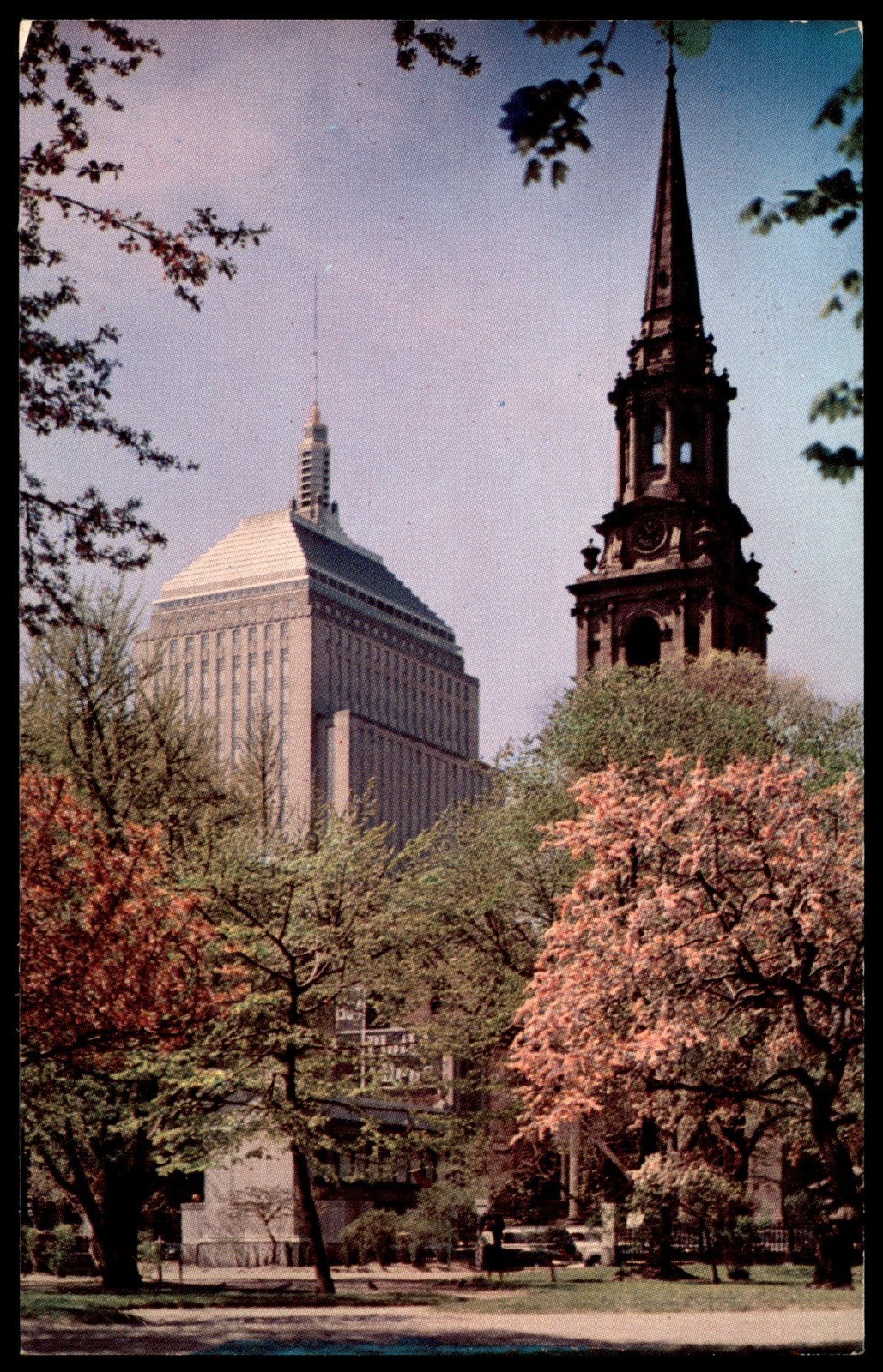 Vintage Boston John Hancock Building & Arlington Street Church Postcard
