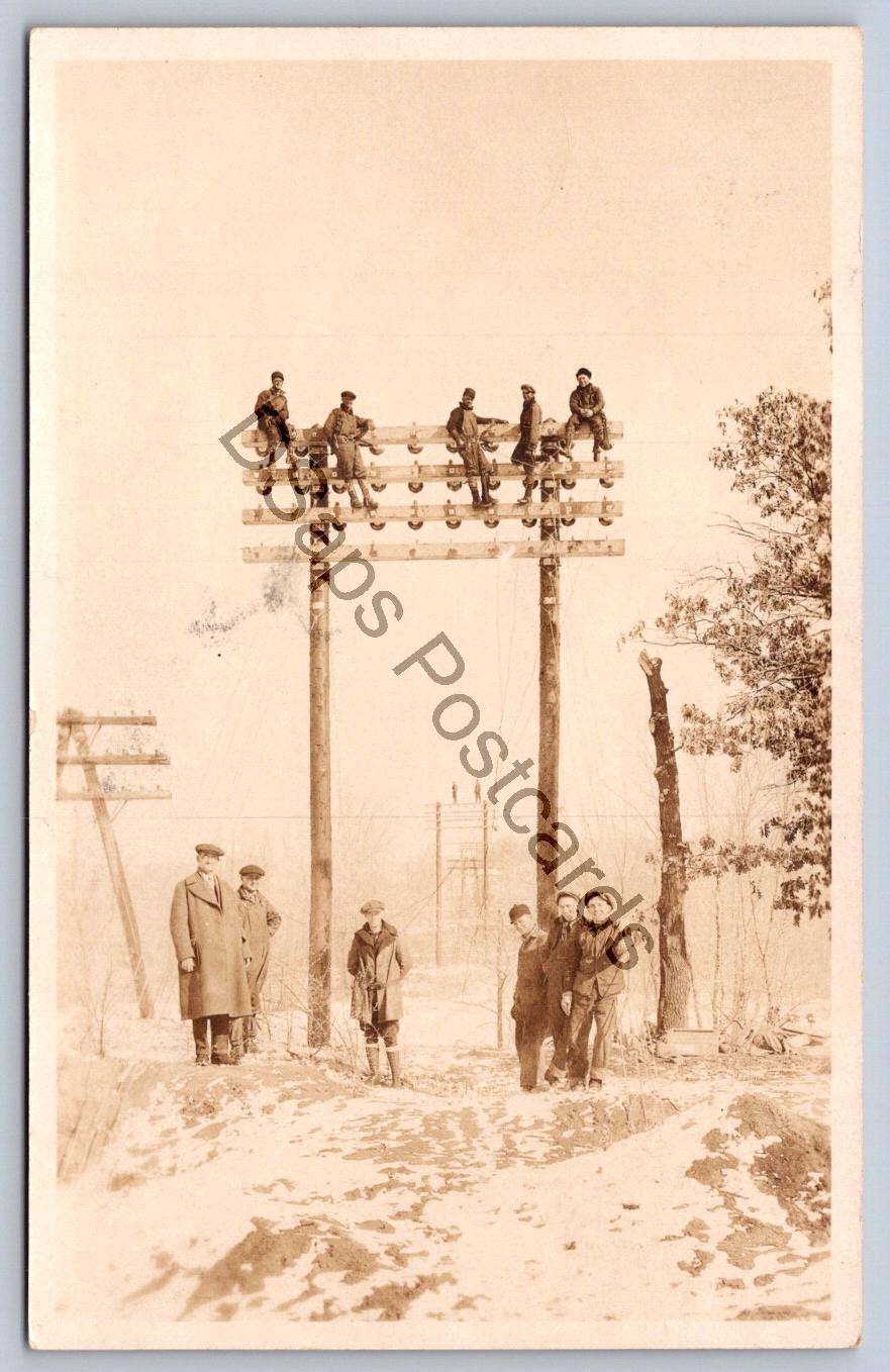 K67/ Eau Claire Wisconsin RPPC Postcard c1910 Electrical Line Workers 298 K67/ Eau Claire Wisconsin RPPC Postcard c1910 Electrical Line Workers 298