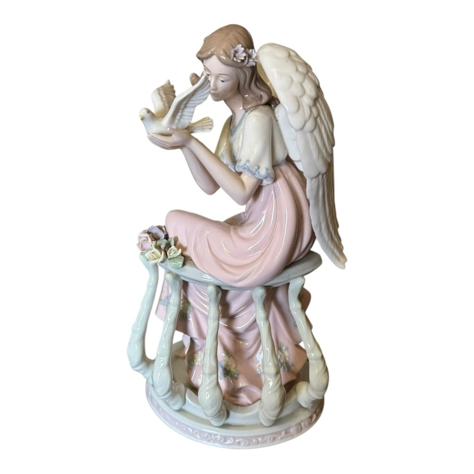Vintage O’Well Grandeur Collection Celestial Angel With Dove Glazed Statue