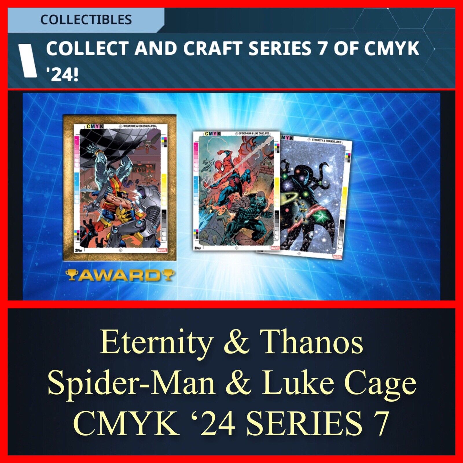 ETERNITY THANOS SPIDER-MAN LUKE CAGE-CMYK SERIES 7-10 CARDS-TOPPS MARVEL COLLECT