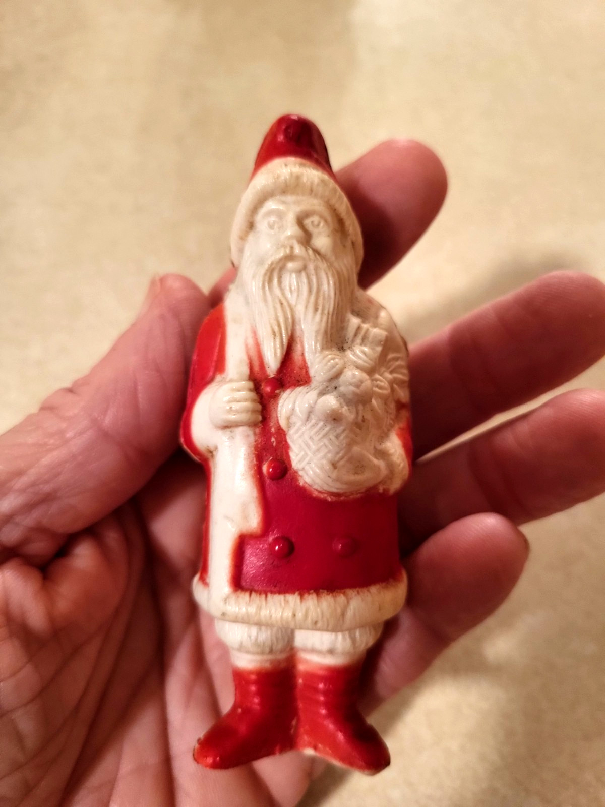 ANTIQUE CELLULOID SANTA CHRISTMAS FIGURE SIGNED IRWIN USA ANTIQUE CELLULOID SANTA CHRISTMAS FIGURE SIGNED IRWIN USA