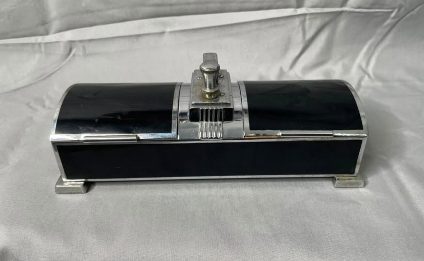 Art Deco RONSON Touch-Tip Lighter & Double Cigarette Box Set