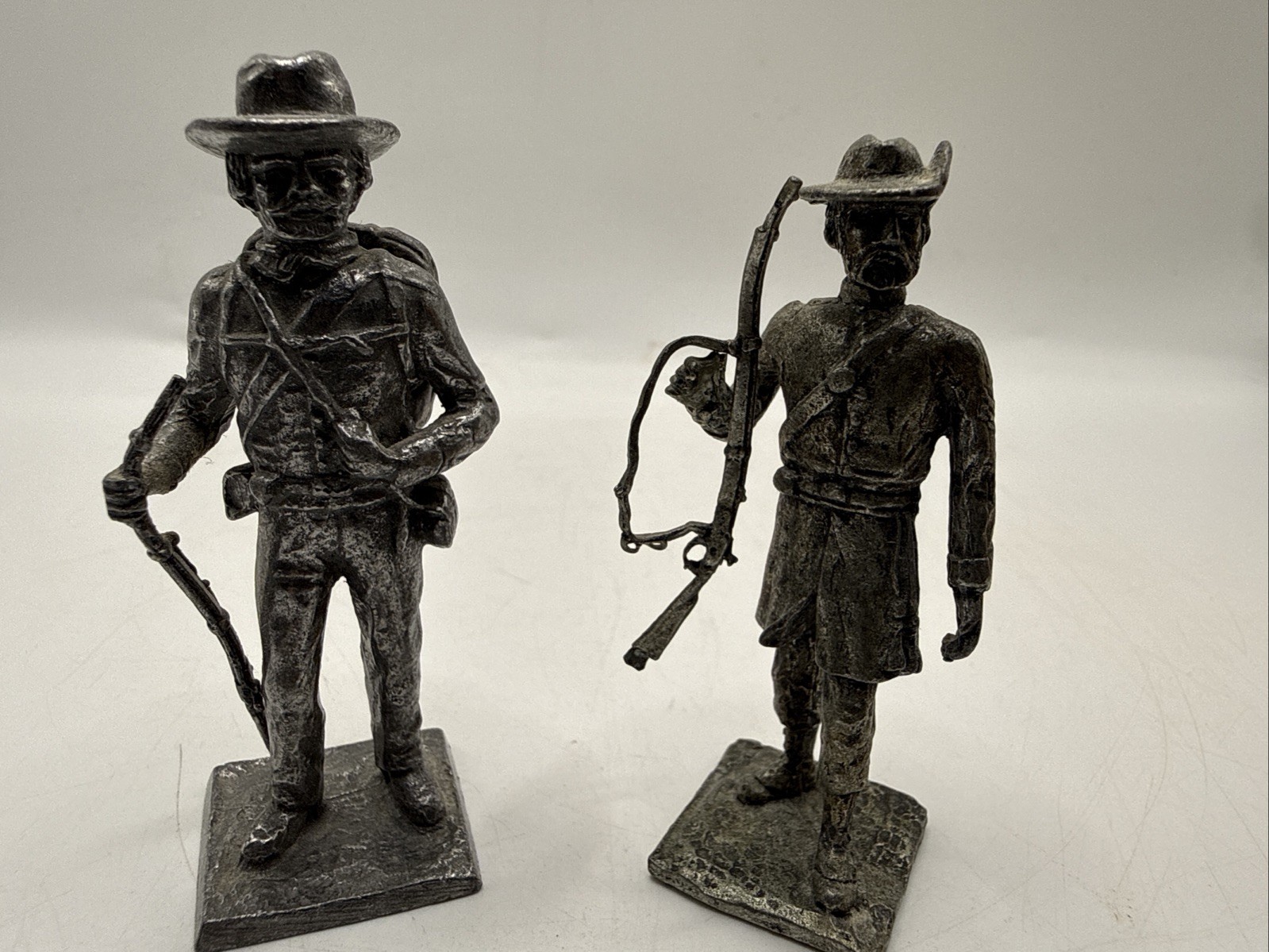 Lot 2 Vintage Pewter Soldiers Rifle