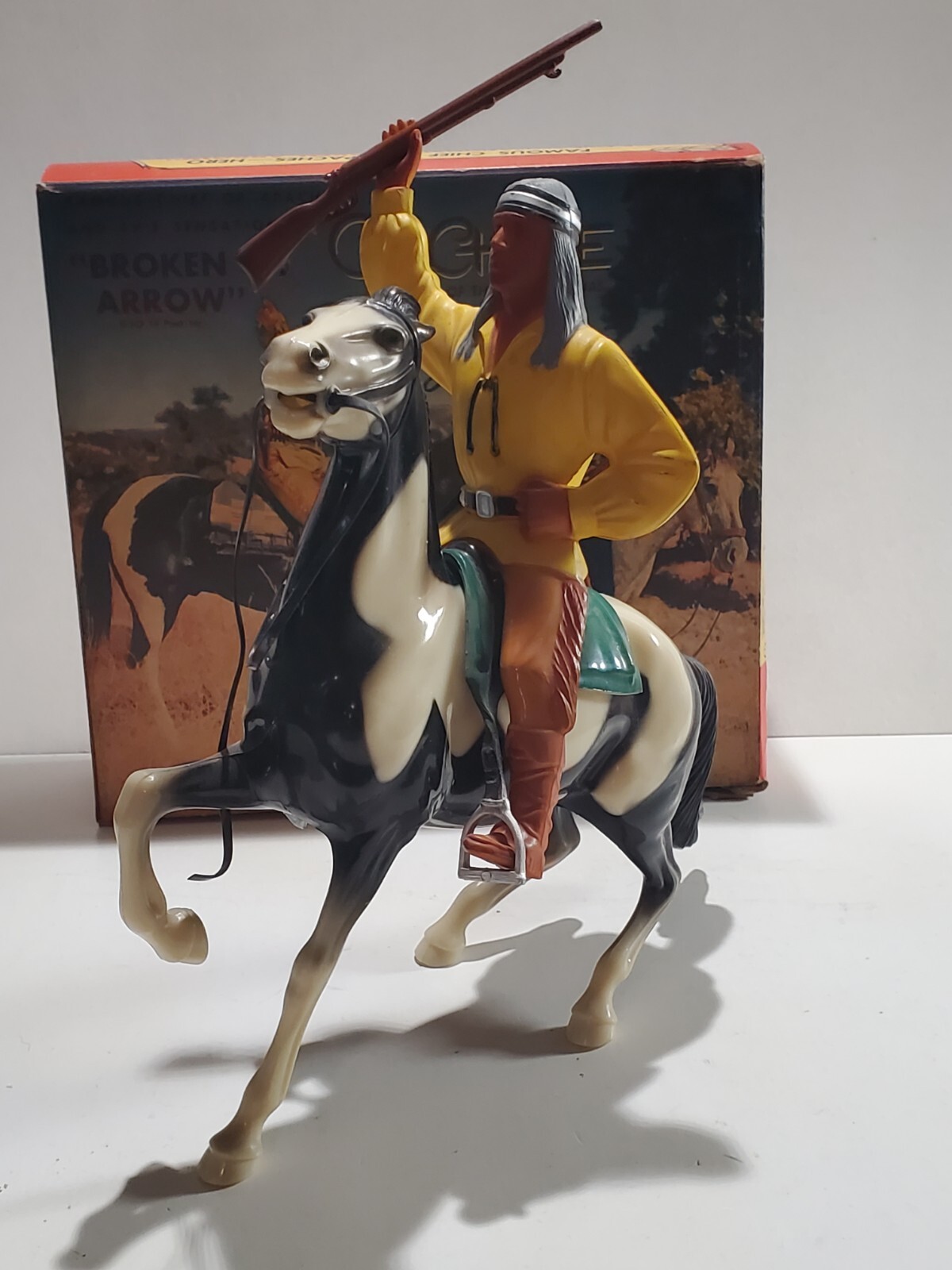 1950\'s Hartland Chief Cochise Broken Arrow Figure Pinto Horse Toy w/Box 816