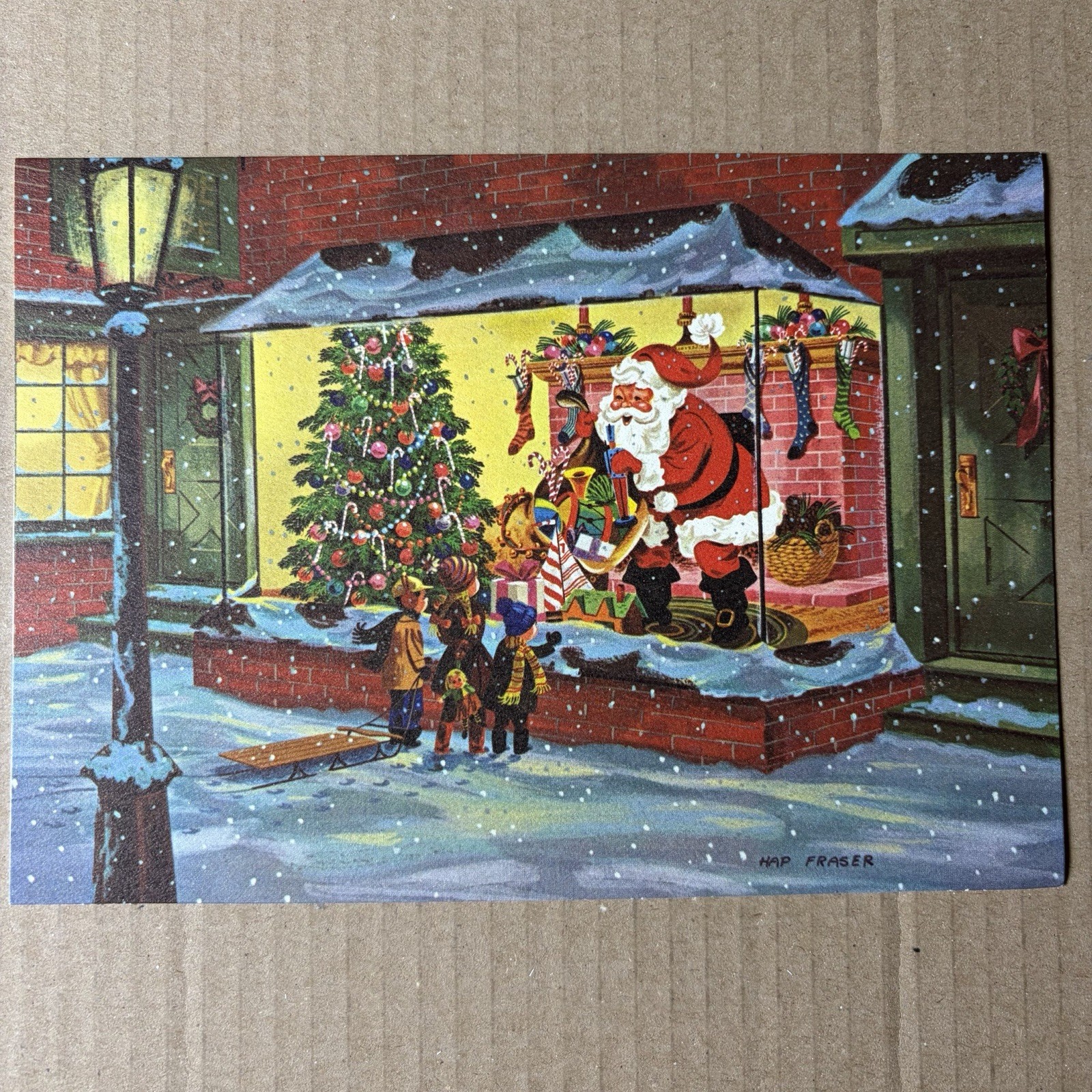 Vintage Mid-Century Hap Fraser Christmas Card “Anxious Onlookers” Santa 