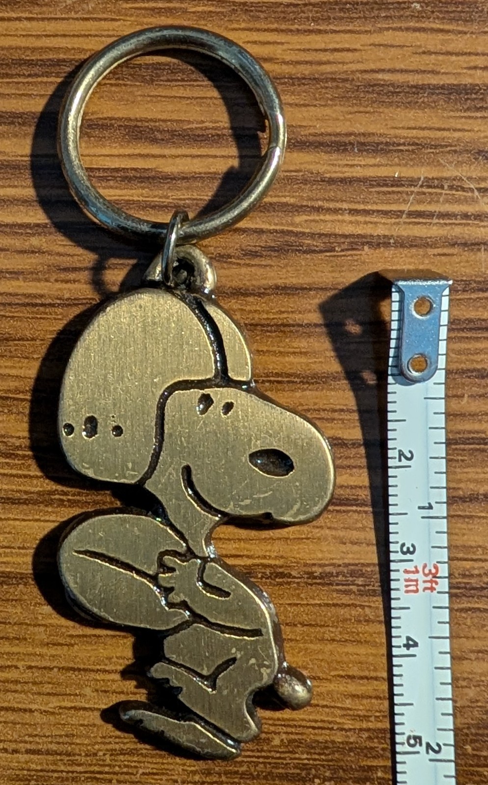 SNOOPY FOOTBALL CHARM -RARE- SOLID BRASS AVIVA KEY CHAIN – 1958 COPYRIGHT MOLD