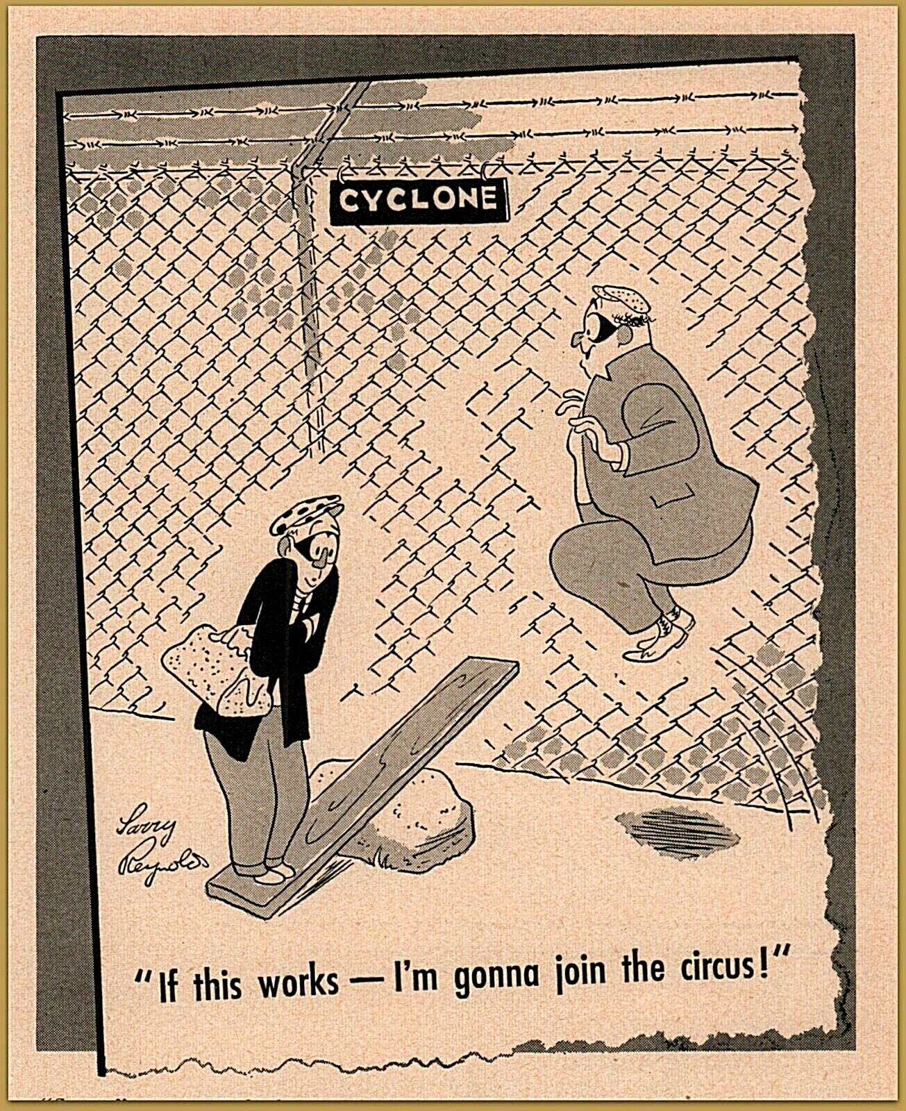 1947 a U-S-S Cyclone Fence Reynolds Comic Art Burglars \