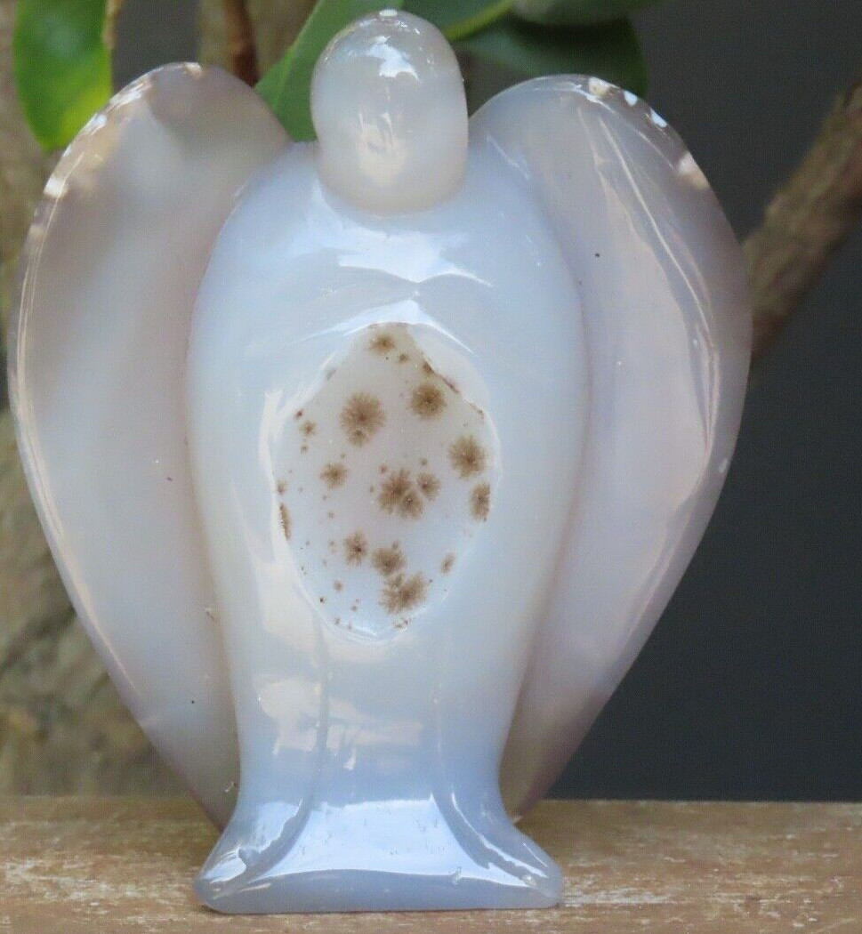 Large 95mm Tall Natural Flower Agate Crystal Angel