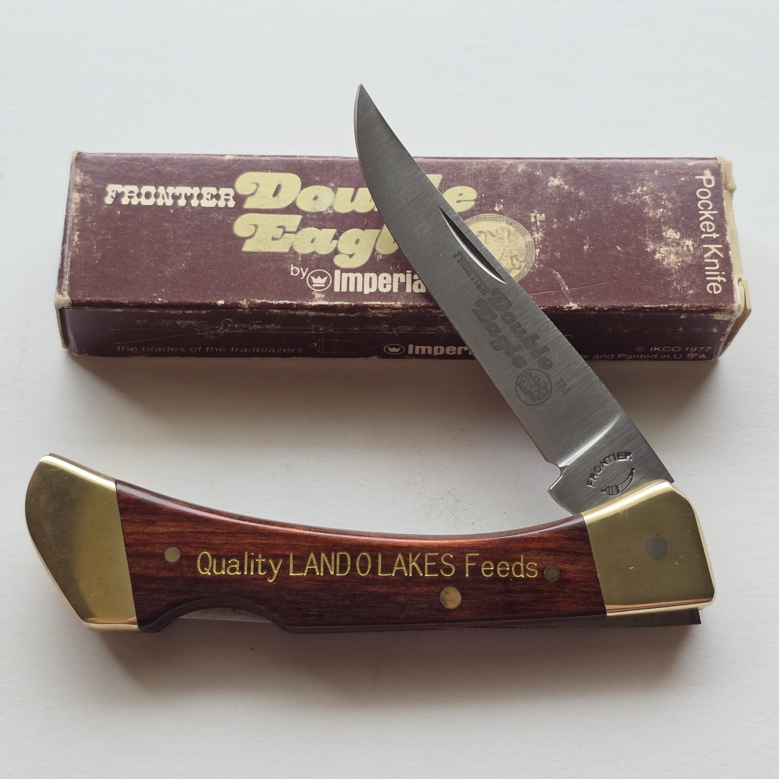 Vintage Imperial Frontier 4515 Double Eagle Lockback Knife Box Land O Lakes USA