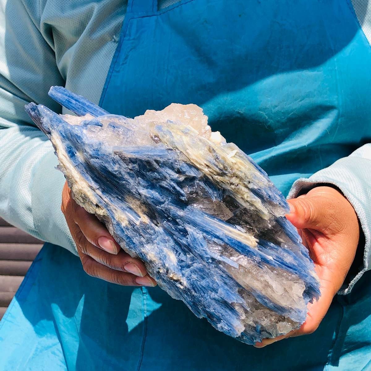 4.35LB Rare Natural beautiful Blue KYANITE with Quartz Crystal Specimen Rough