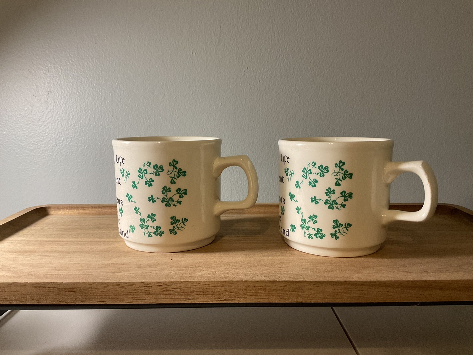 Vintage Carrigdhoun Irish Blessing Shamrocks Clovers Ceramic Coffee Tea Cup Mug