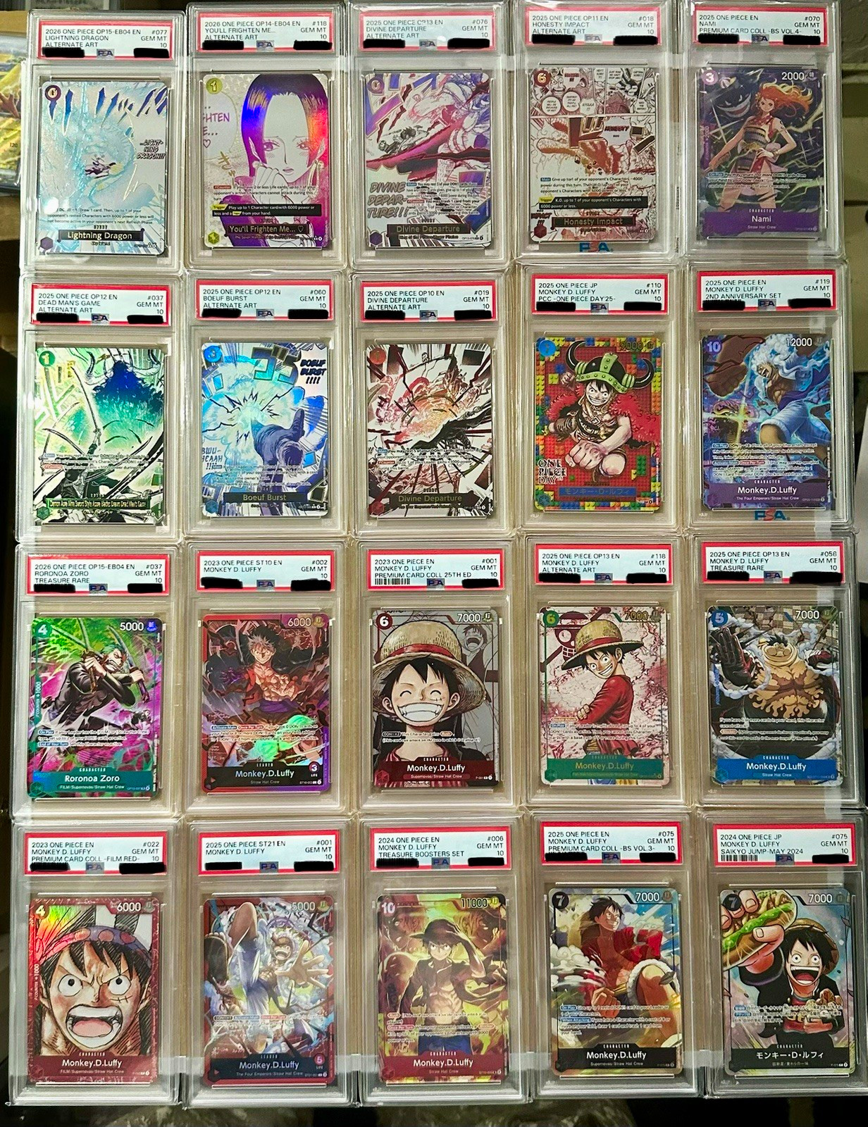 20x PSA 10 One Piece Lot - Luffy, Zoro Nami, Manga Art Event, Promos