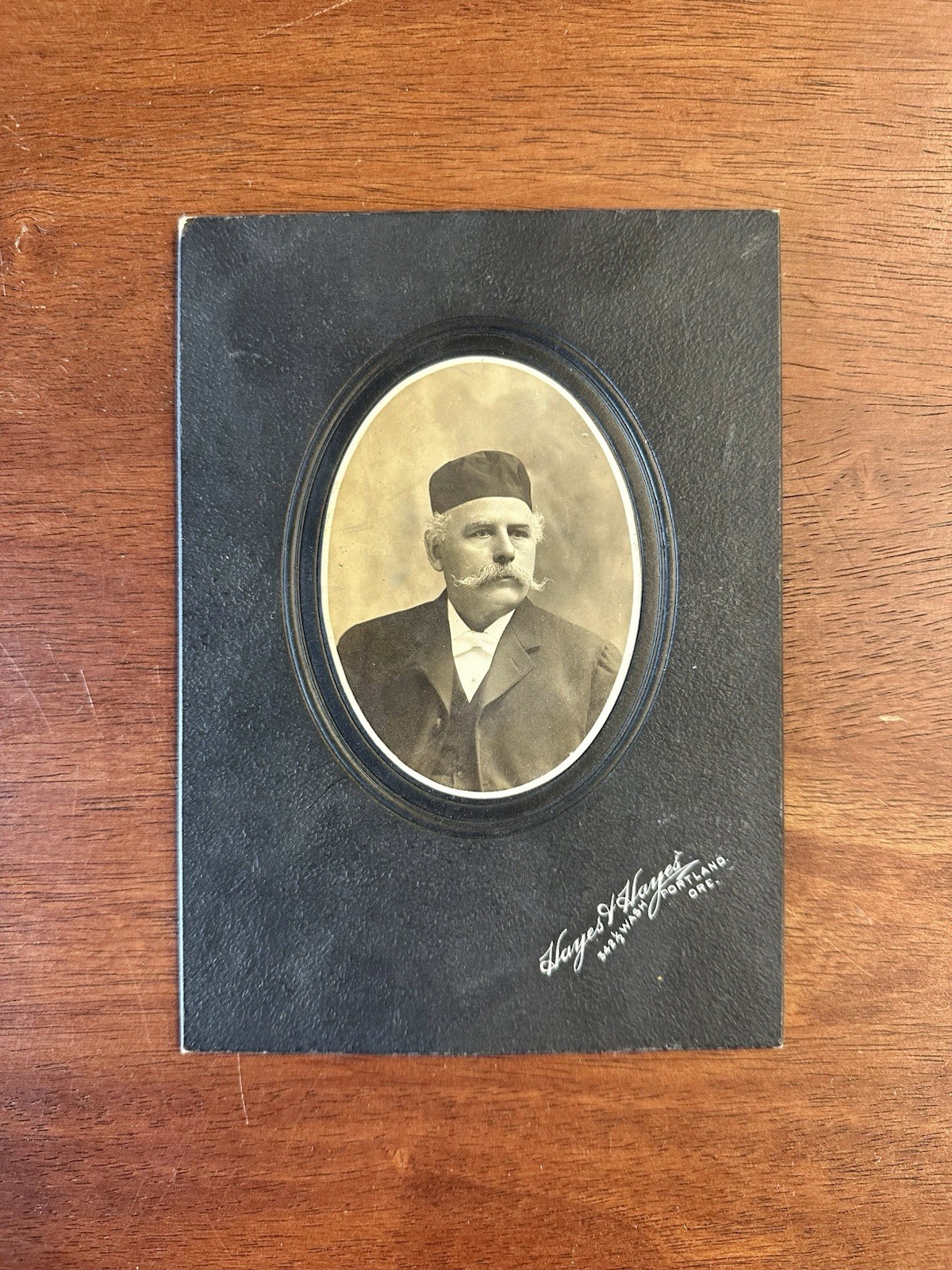 Antique Cabinet Card Photo Victorian Portrait Handsome Mustache Portland Ore 5x7